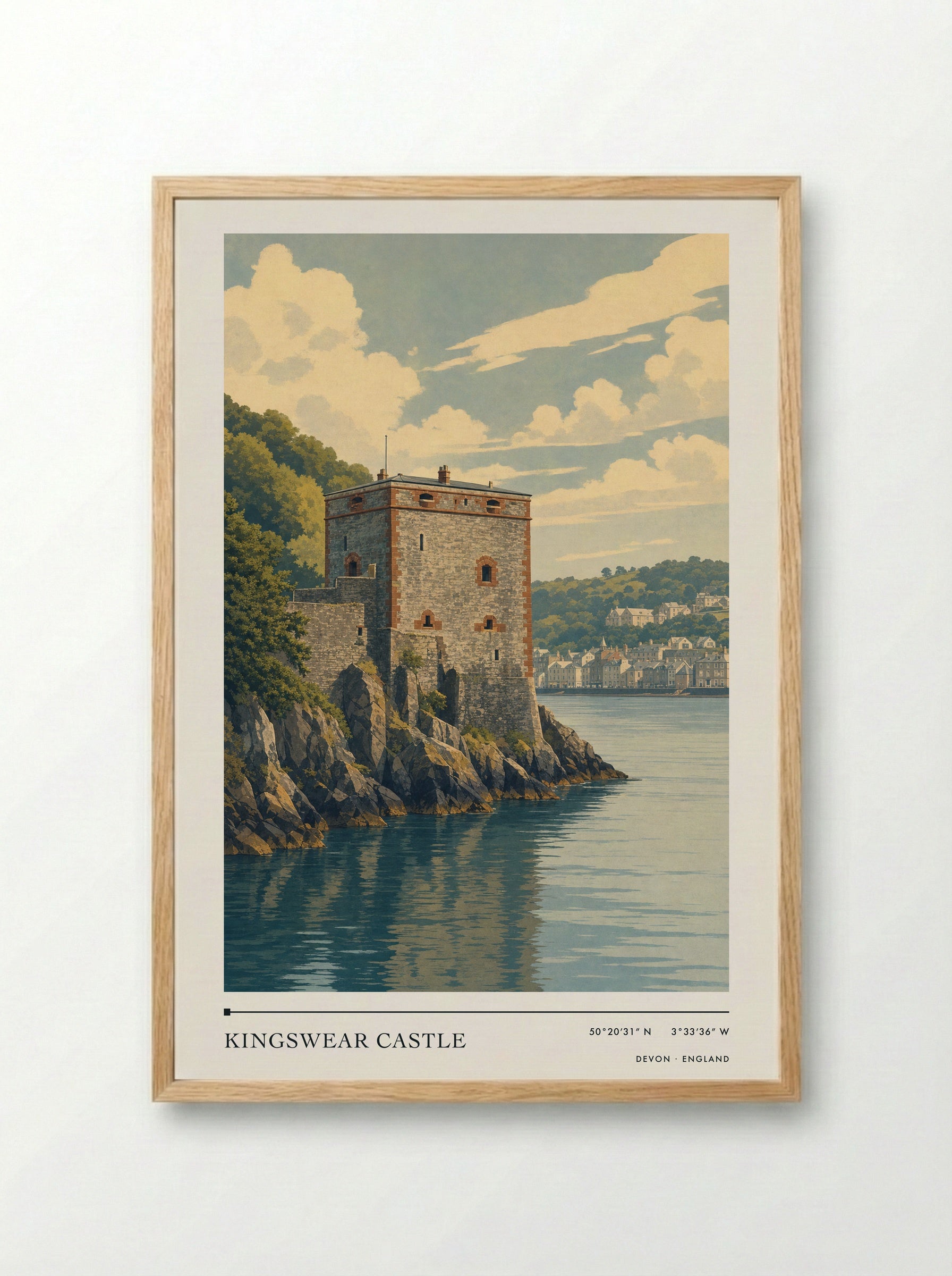 Kingswear Castle Devon England Travel Poster - Framed Print Wood