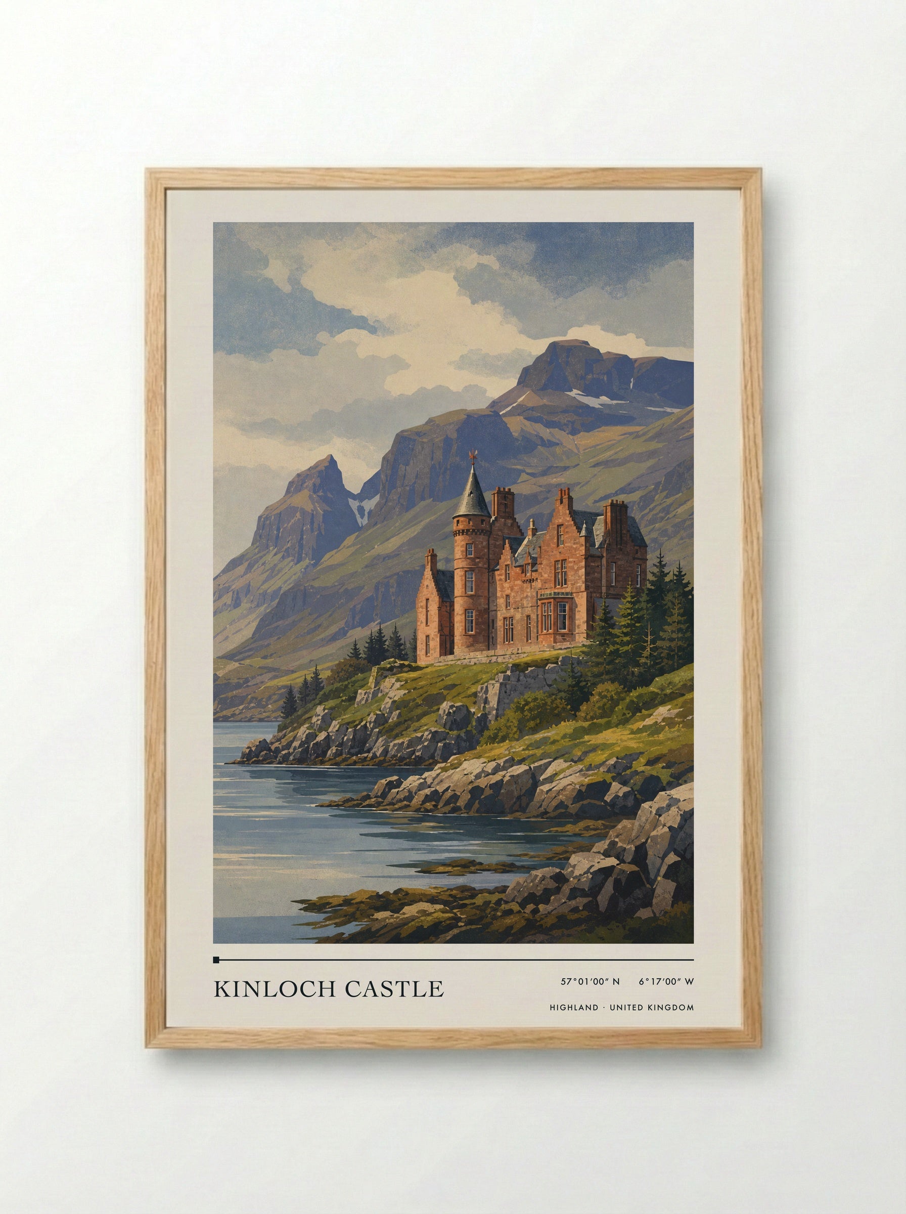 Kinloch Castle Highland United Kingdom Travel Poster - Framed Print Wood