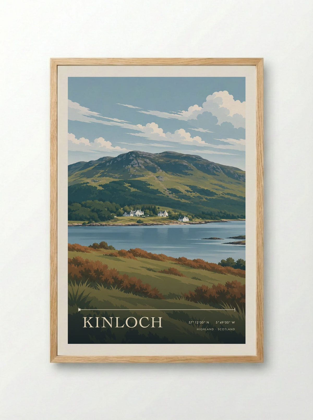 Kinloch, Highland | Travel Poster - Framed Print Wood