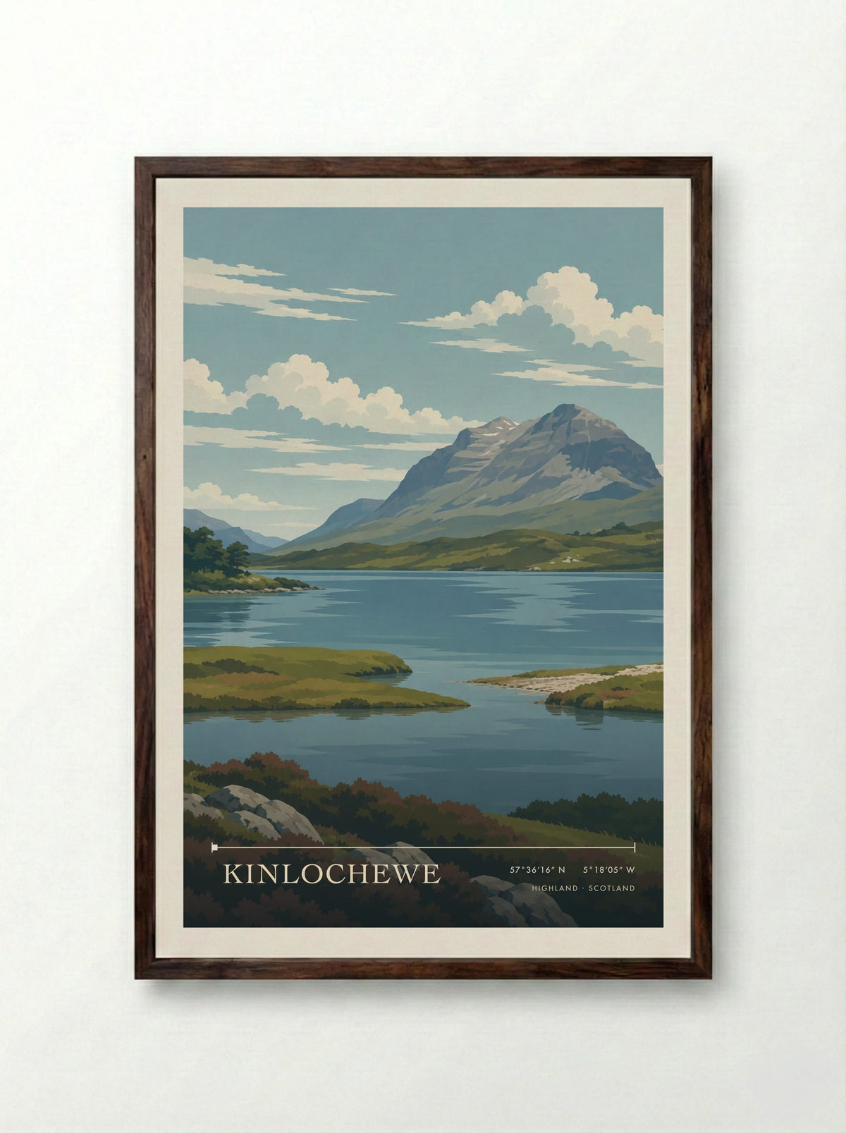 Kinlochewe, Highland | Travel Poster - Framed Print Dark Wood