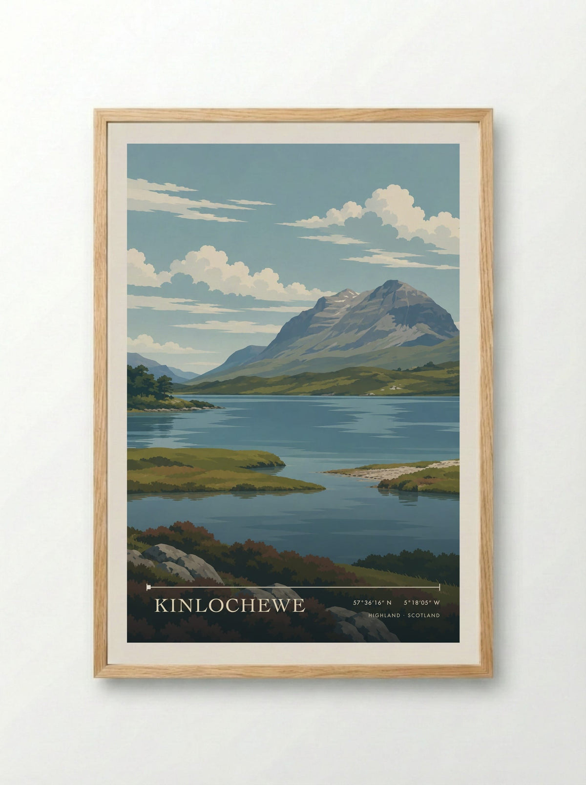 Kinlochewe, Highland | Travel Poster - Framed Print Wood