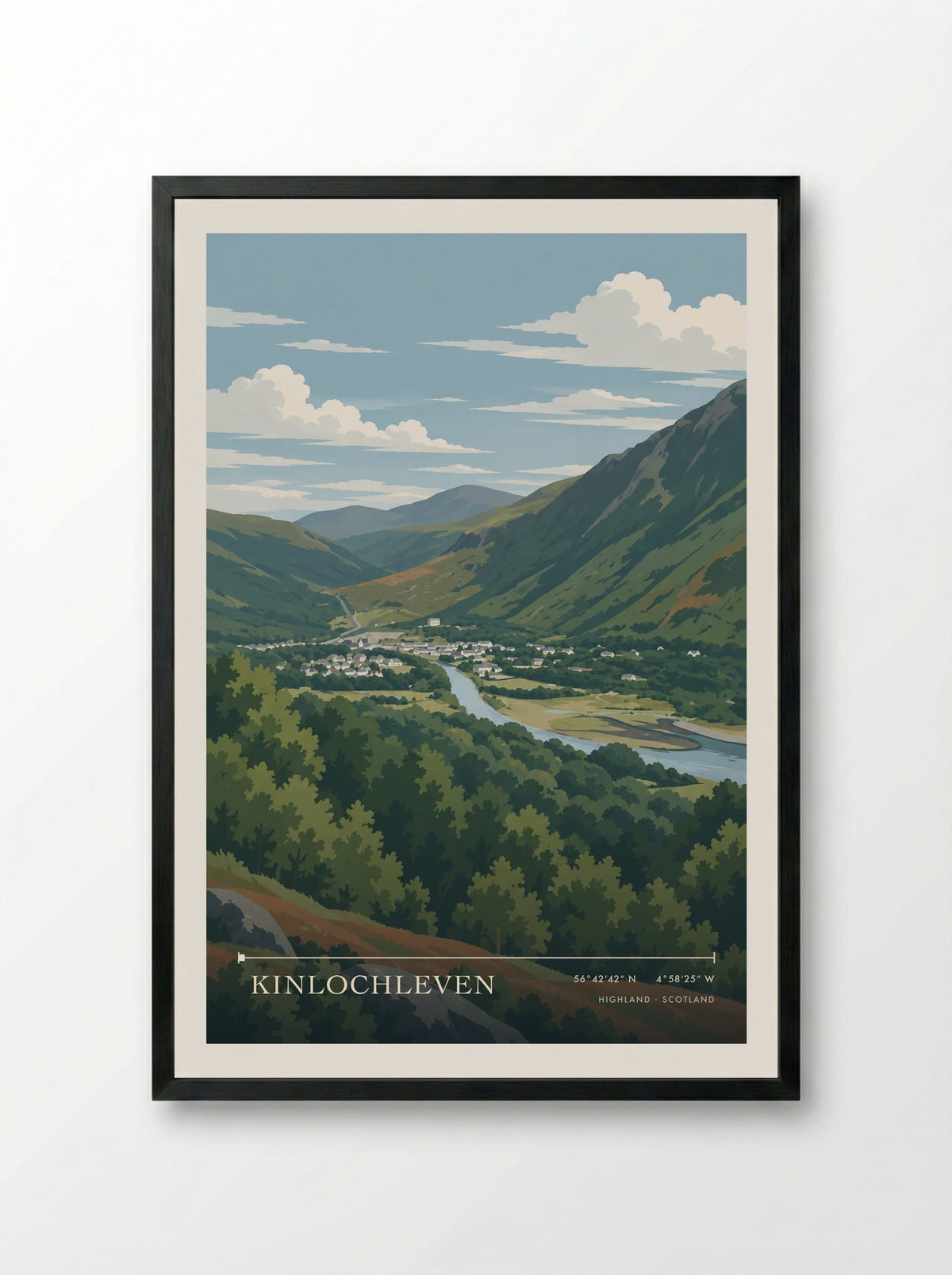 Kinlochleven, Highland | Travel Poster - Framed Print Black