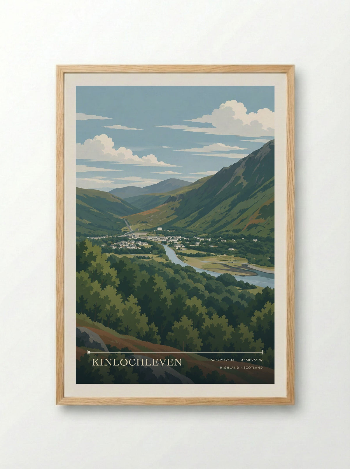 Kinlochleven, Highland | Travel Poster - Framed Print Wood