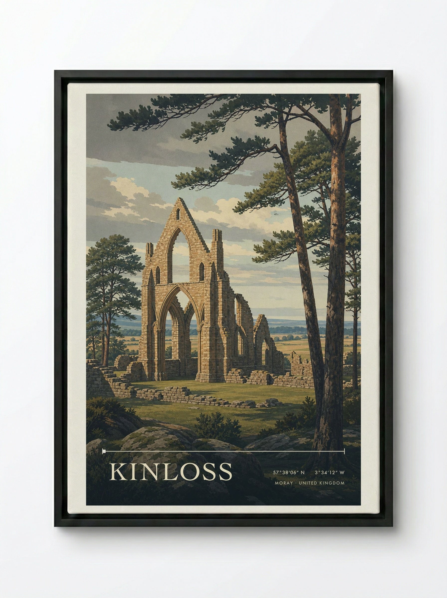 Kinloss Moray United Kingdom Travel Poster - Framed Canvas Black
