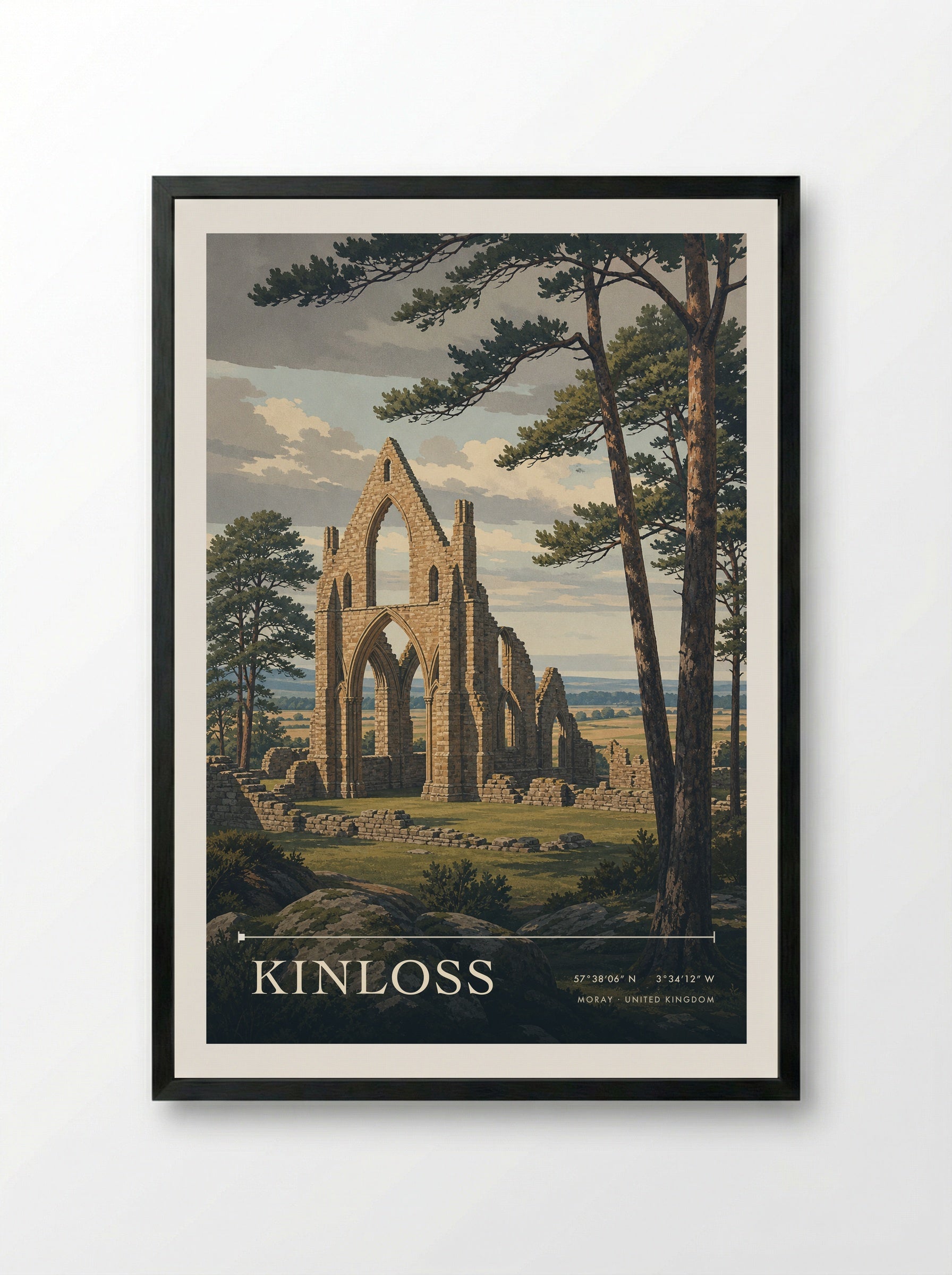 Kinloss Moray United Kingdom Travel Poster - Framed Print Black