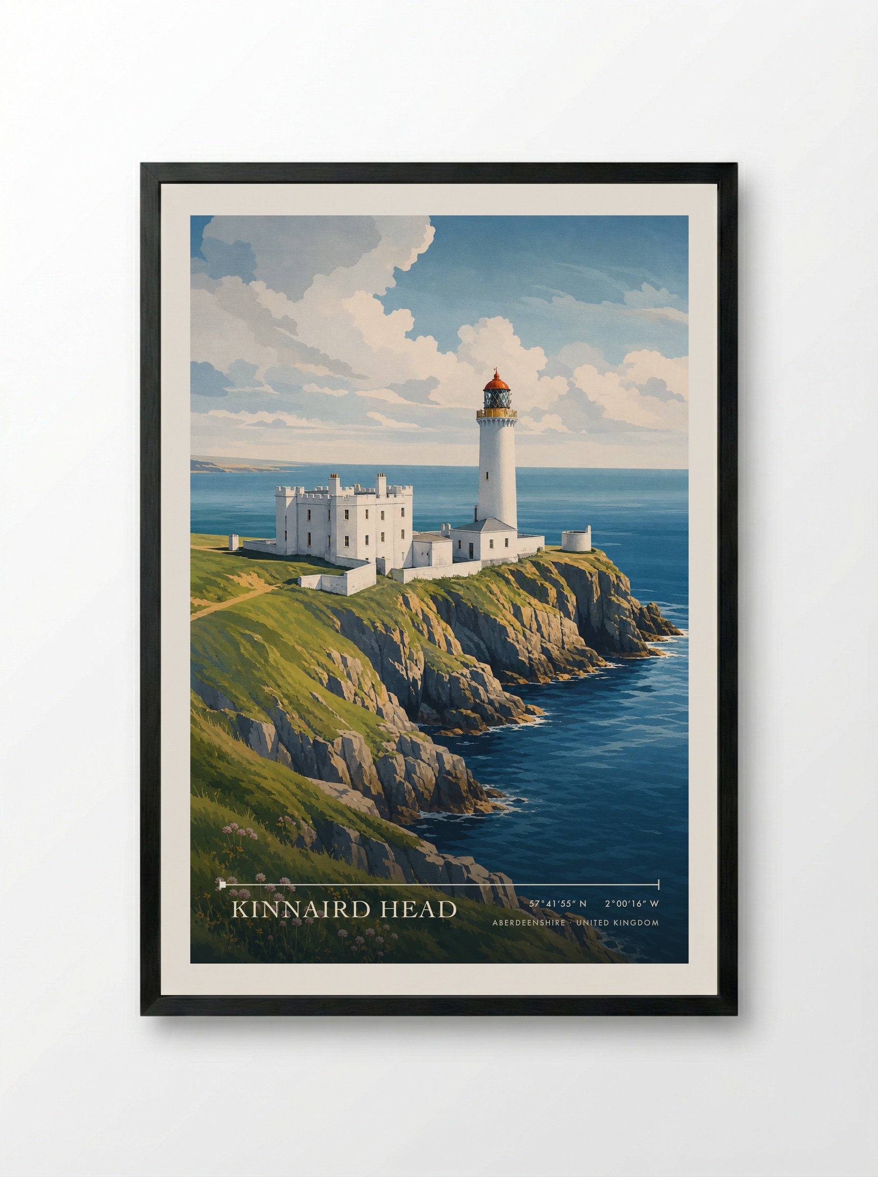 Kinnaird Head Aberdeenshire United Kingdom Travel Poster - Framed Print Black