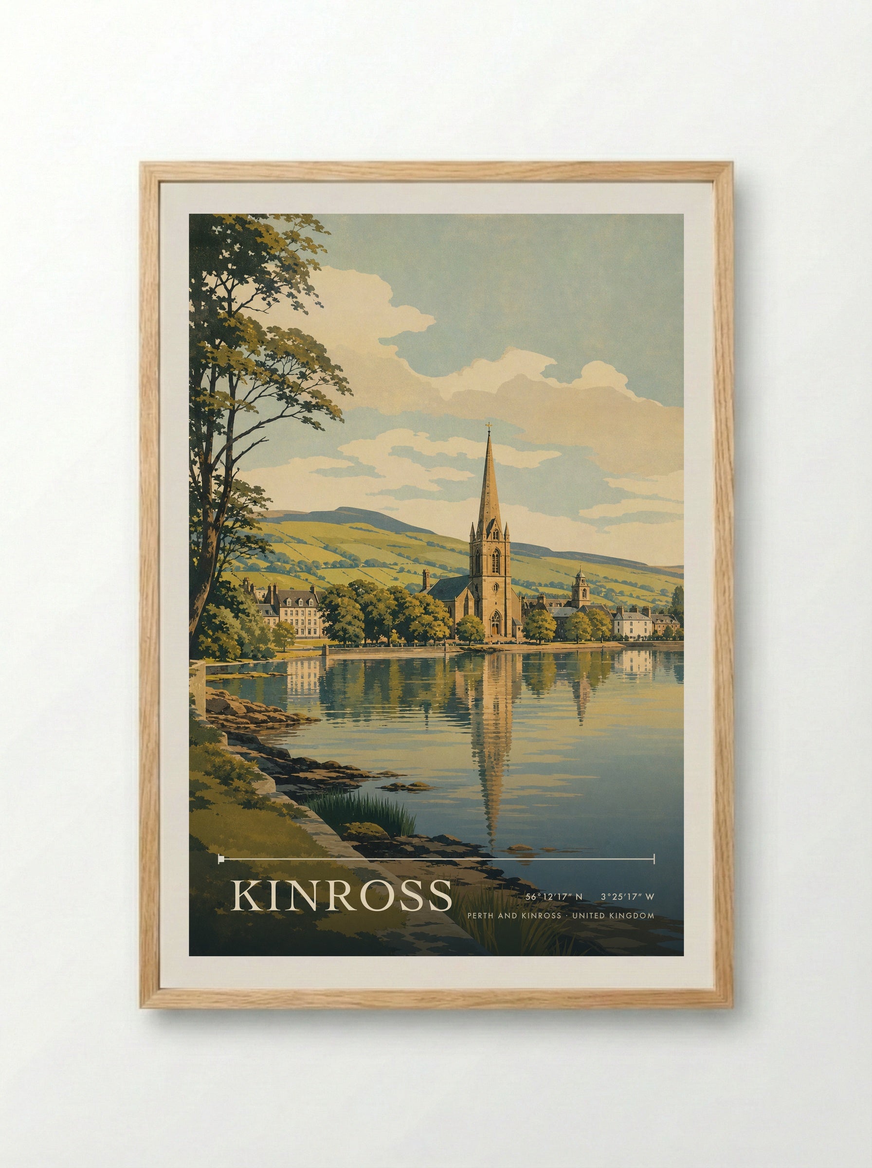 Kinross Perth and Kinross United Kingdom Travel Poster - Framed Print Wood