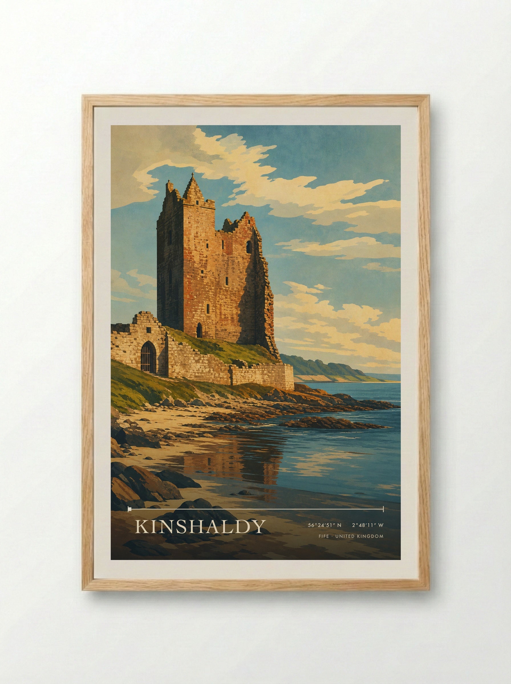 Kinshaldy Fife United Kingdom Travel Poster - Framed Print Wood