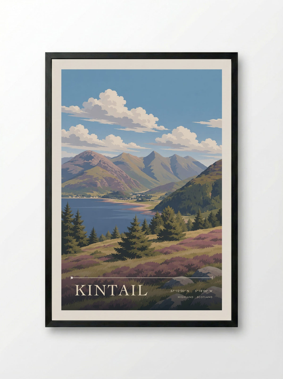 Kintail, Highland | Travel Poster - Framed Print Black
