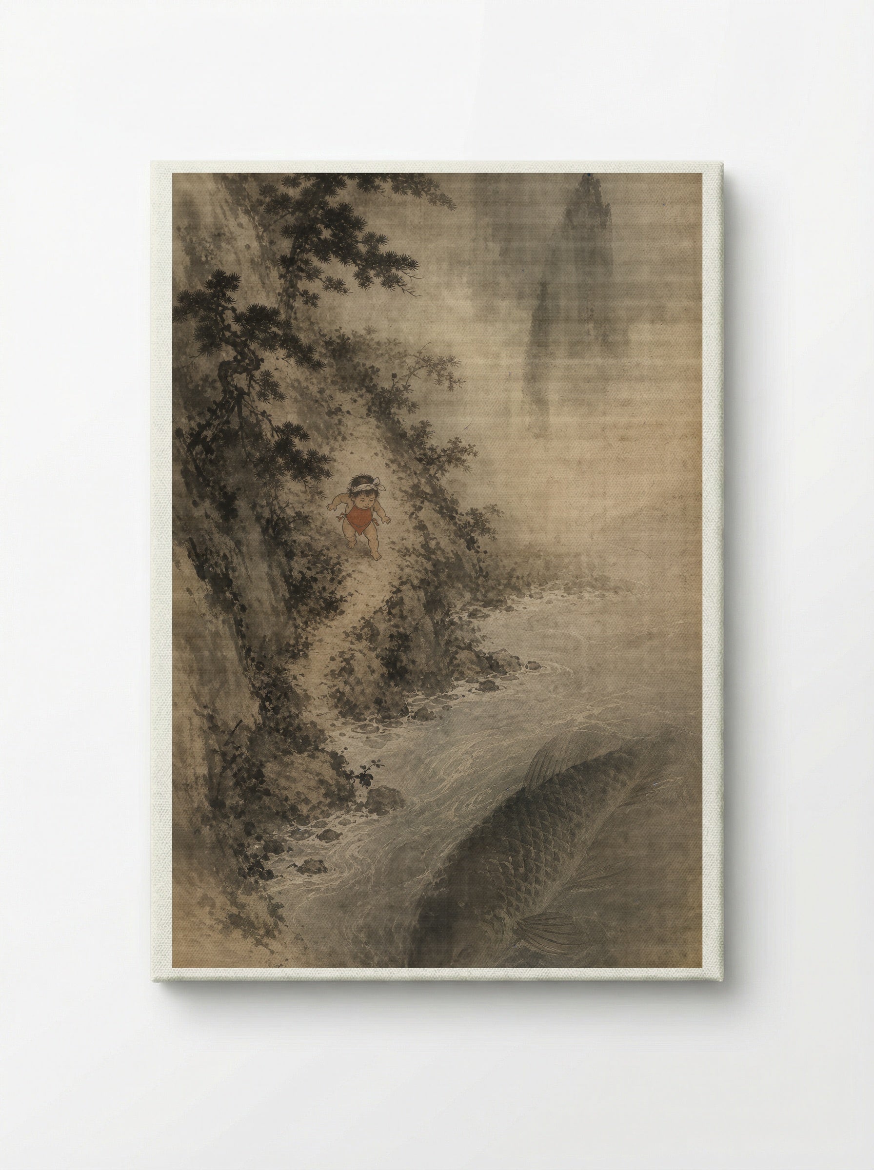 Kintaro and the Giant Carp: The Mountain Stream - Canvas