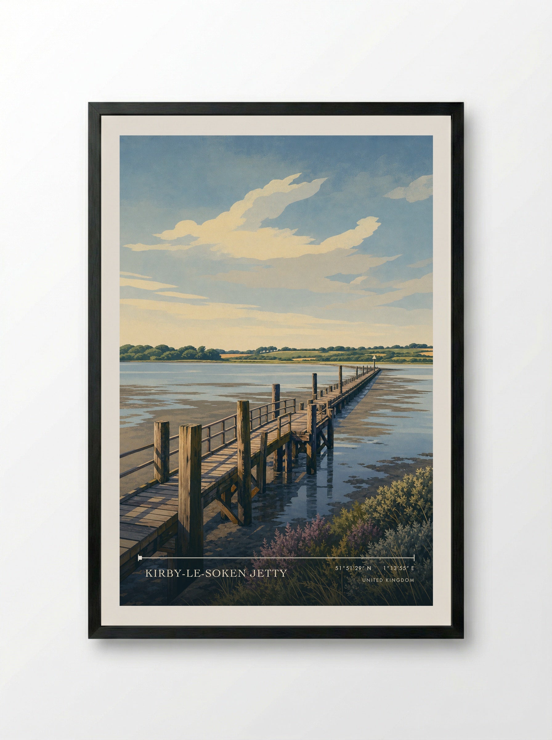 Kirby-Le-Soken Jetty United Kingdom Travel Poster - Framed Print Black