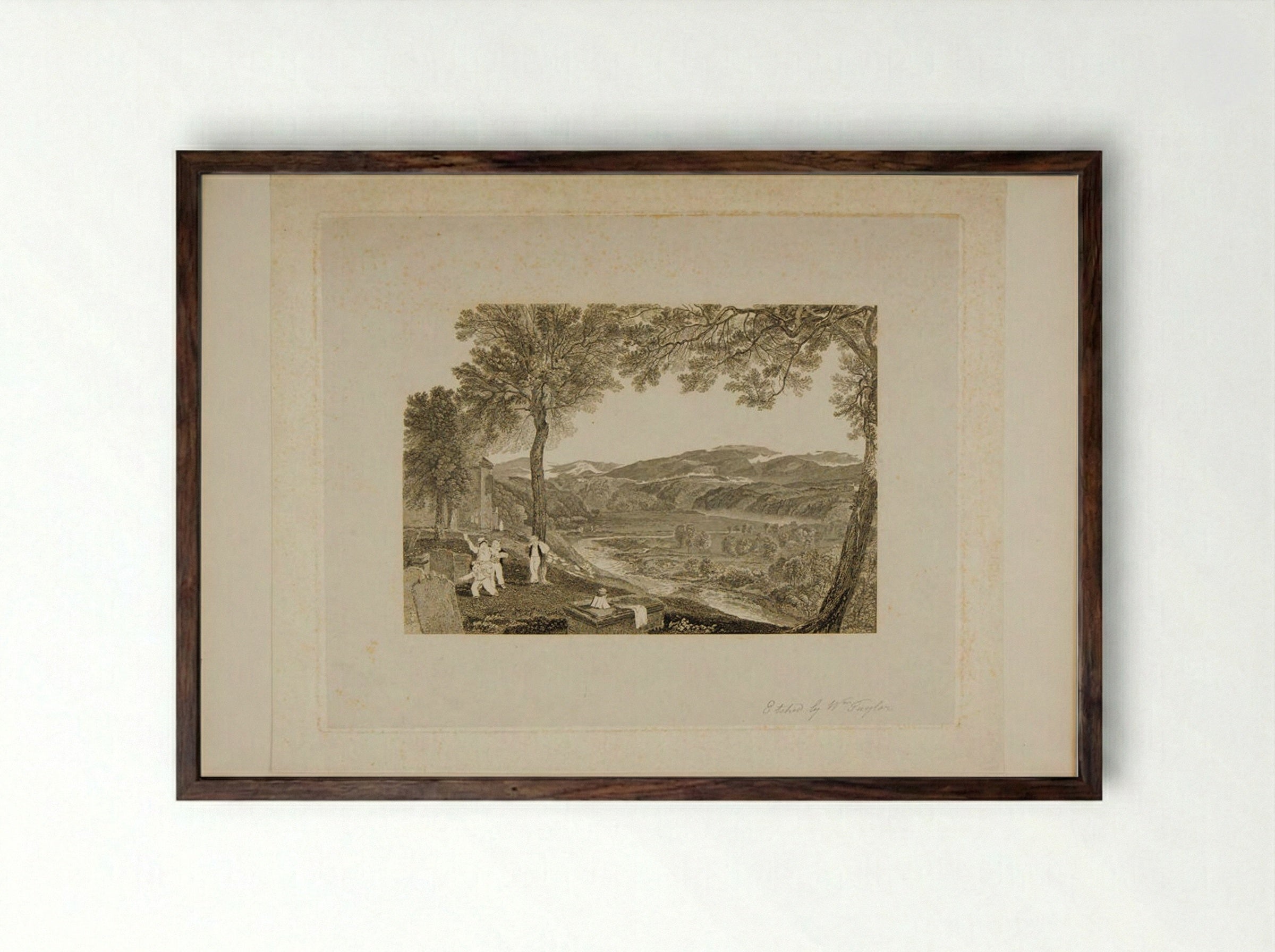 Kirby Lonsdale Churchyard - Charles Heath - Framed Print Dark Wood