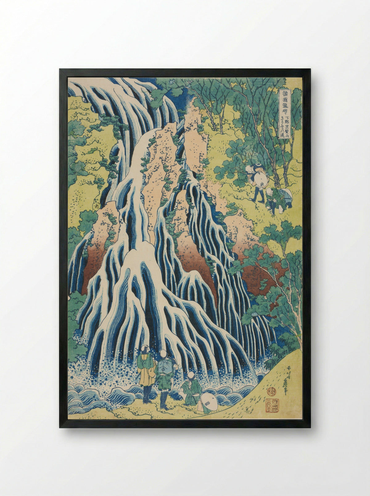 Kirifuri Falls - Katsushika Hokusai - Framed Print Black