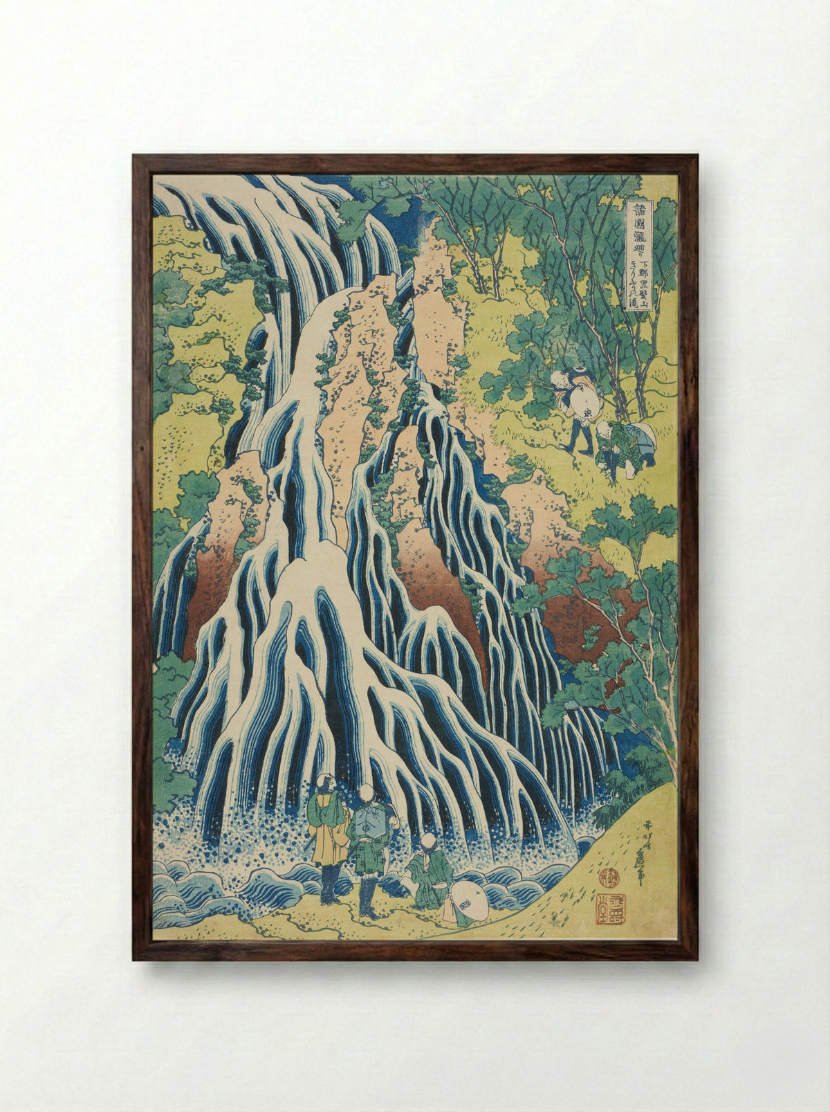 Kirifuri Falls - Katsushika Hokusai - Framed Print Dark Wood