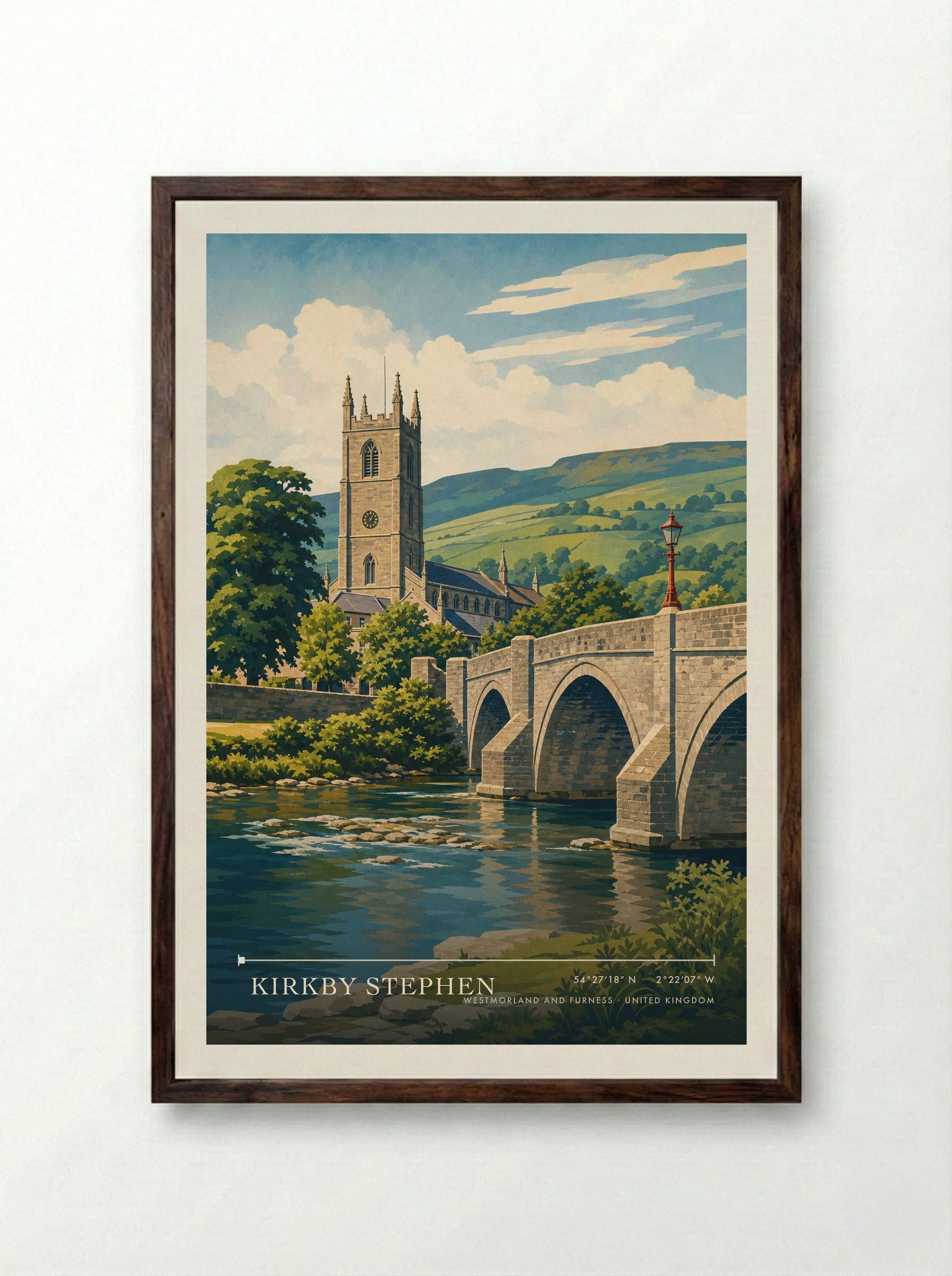 Kirkby Stephen Westmorland and Furness United Kingdom Travel Poster - Framed Print Dark Wood
