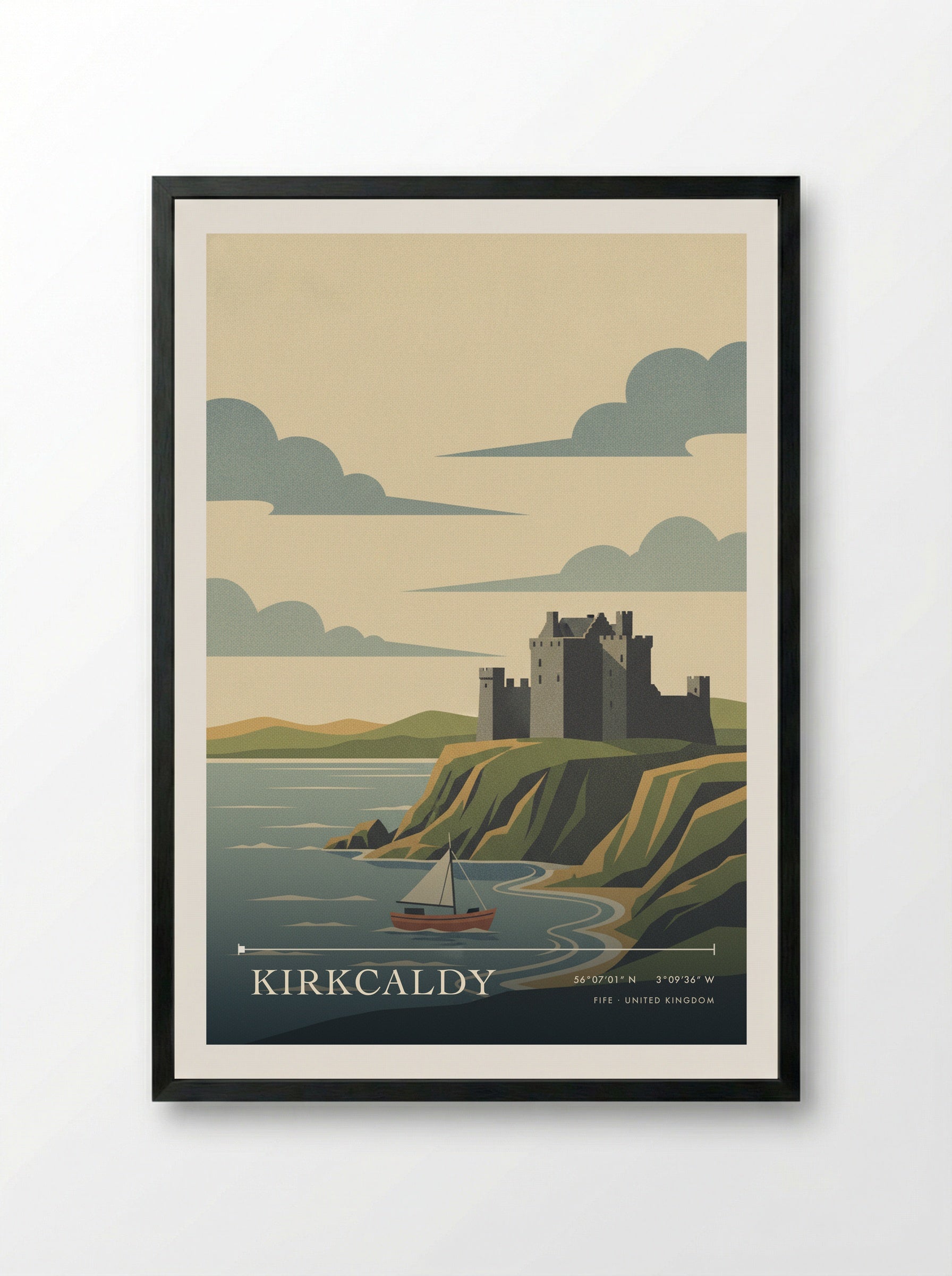 Kirkcaldy Fife United Kingdom Travel Poster - Framed Print Black
