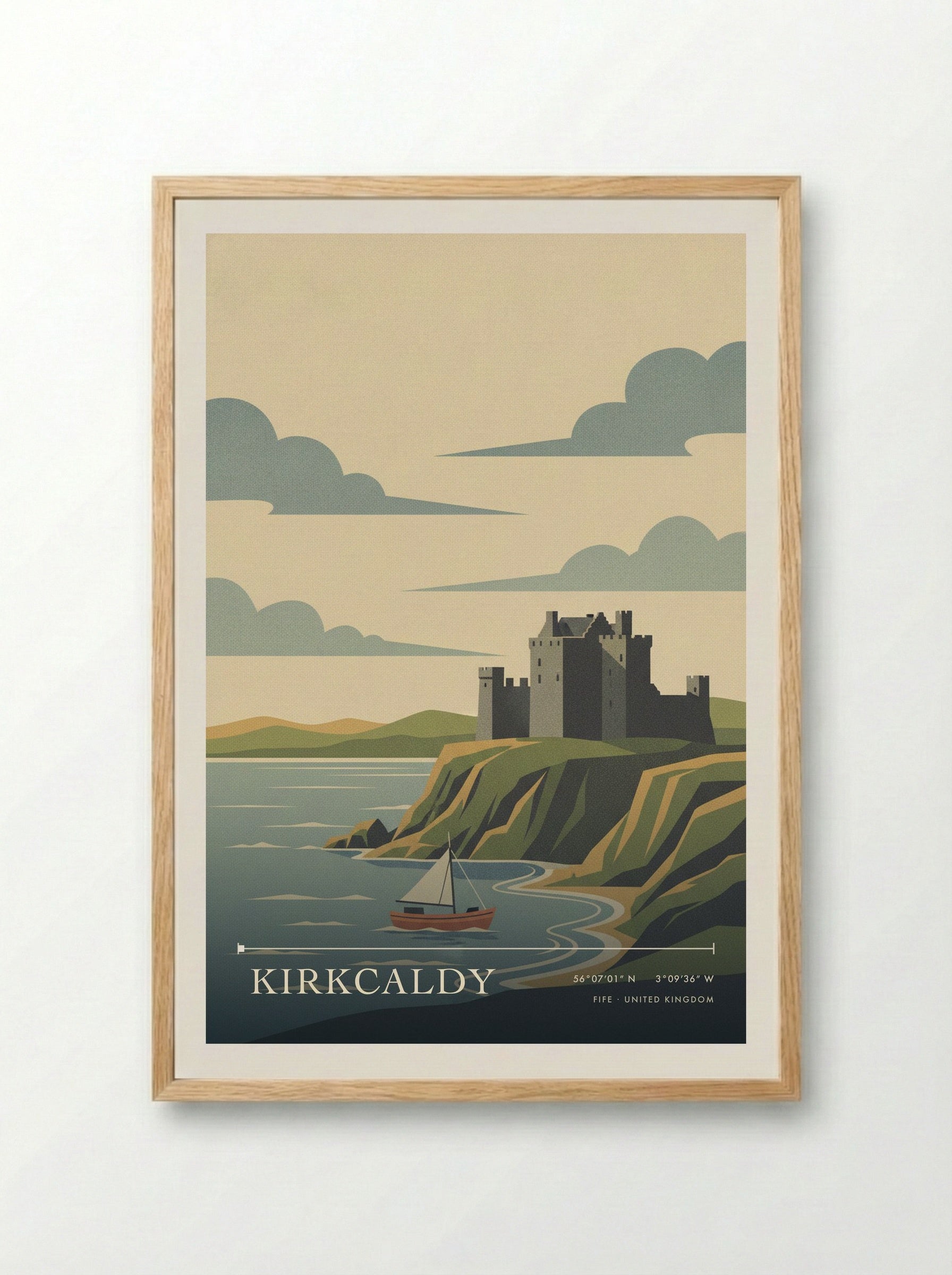 Kirkcaldy Fife United Kingdom Travel Poster - Framed Print Wood