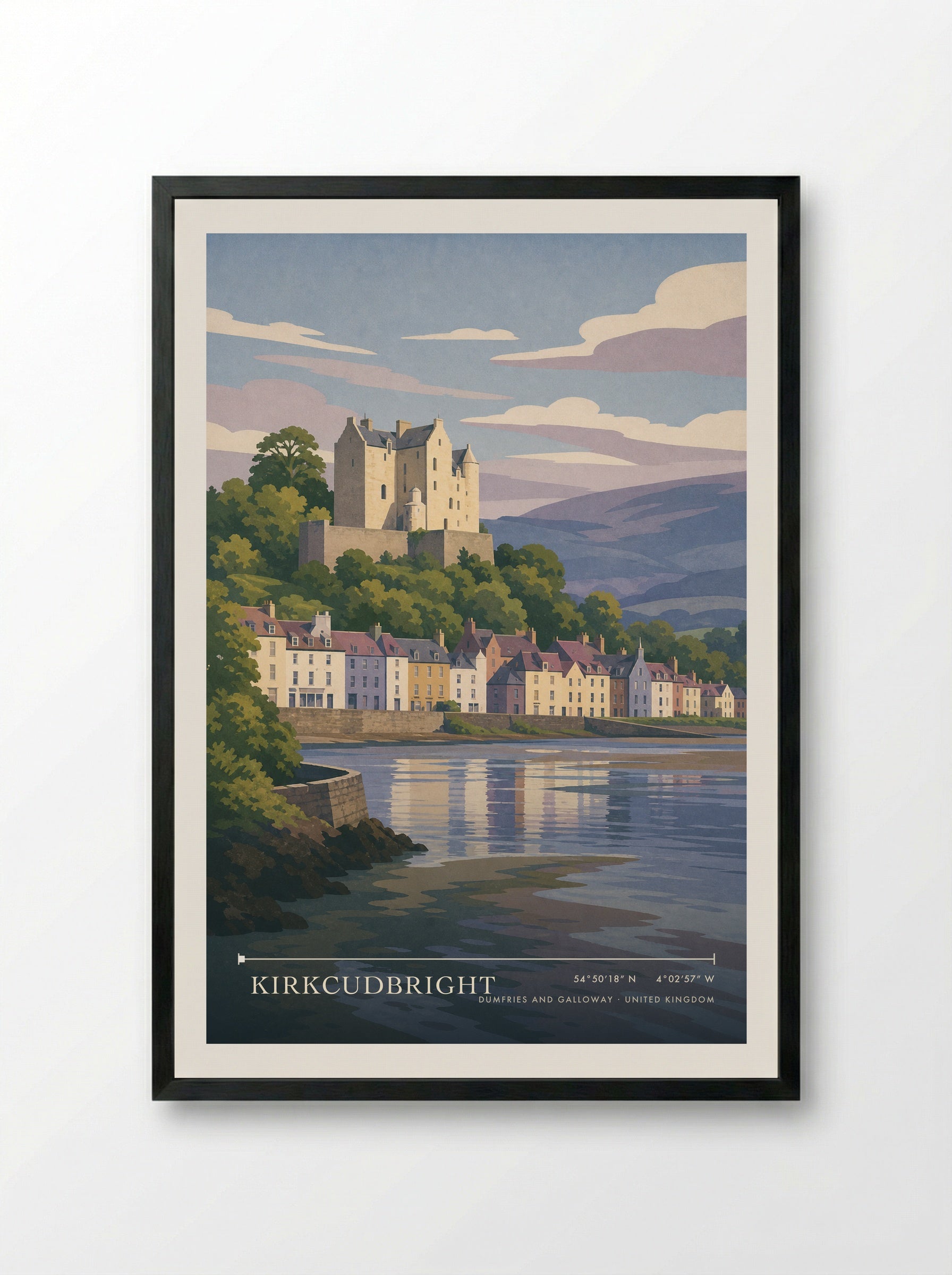 Kirkcudbright Dumfries and Galloway United Kingdom Travel Poster - Framed Print Black