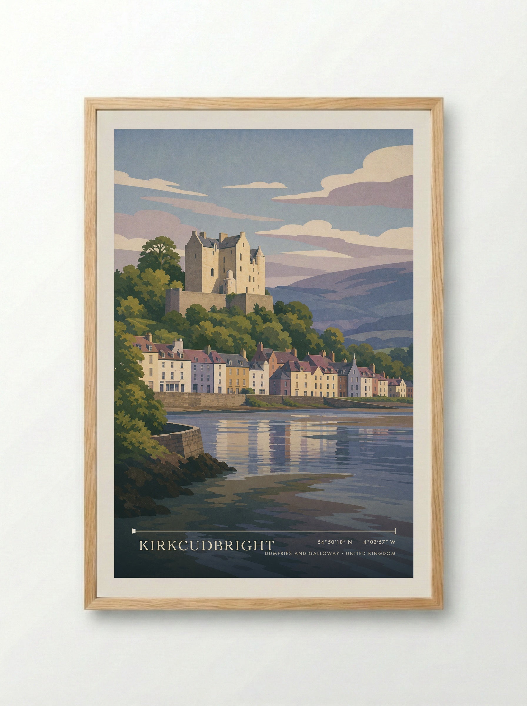 Kirkcudbright Dumfries and Galloway United Kingdom Travel Poster - Framed Print Wood