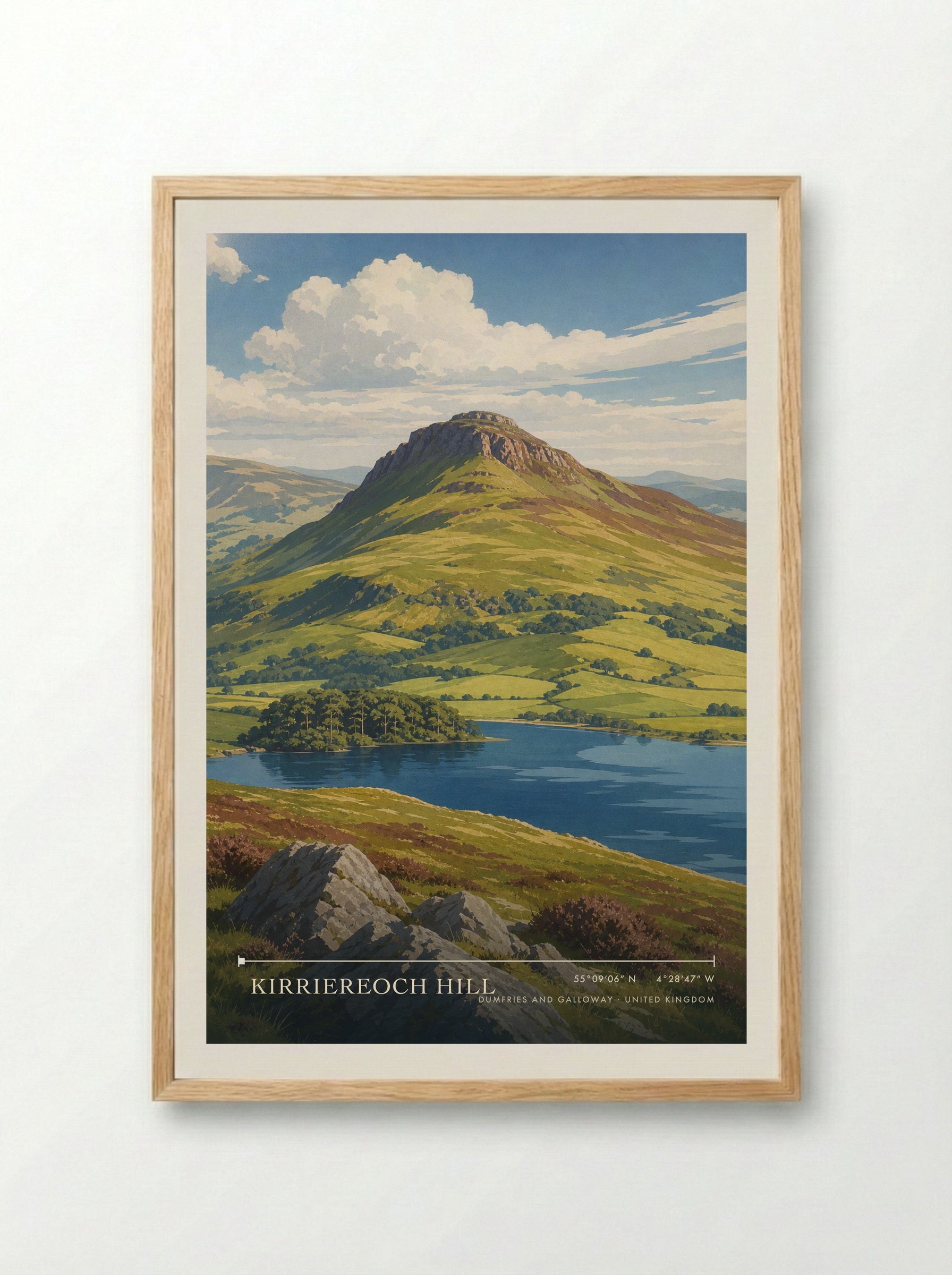 Kirriereoch Hill Dumfries and Galloway United Kingdom Travel Poster - Framed Print Wood