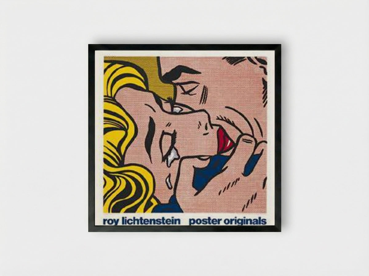 Kiss (Poster Originals) - Roy Lichtenstein - Framed Print Black