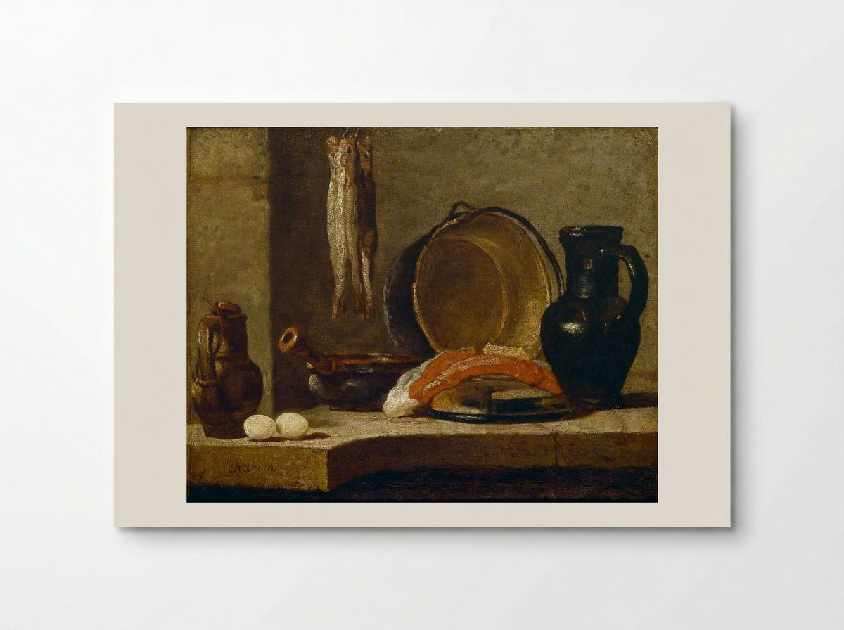 Kitchen Utensils with Leeks, Fish, and Eggs - Jean-Siméon Chardin - Poster