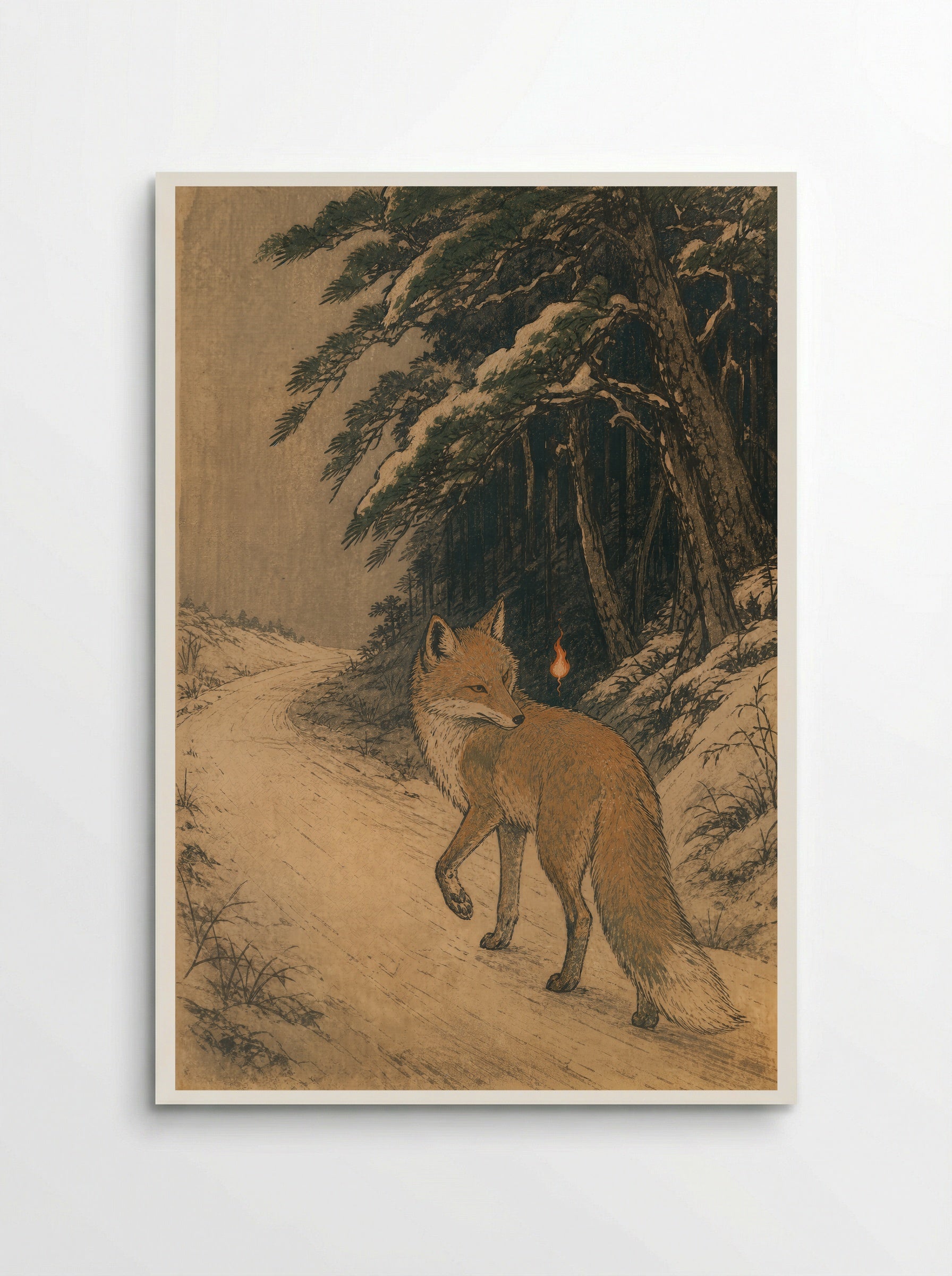 Kitsune and Foxfire at Oji: At the Edge of the Road - Poster