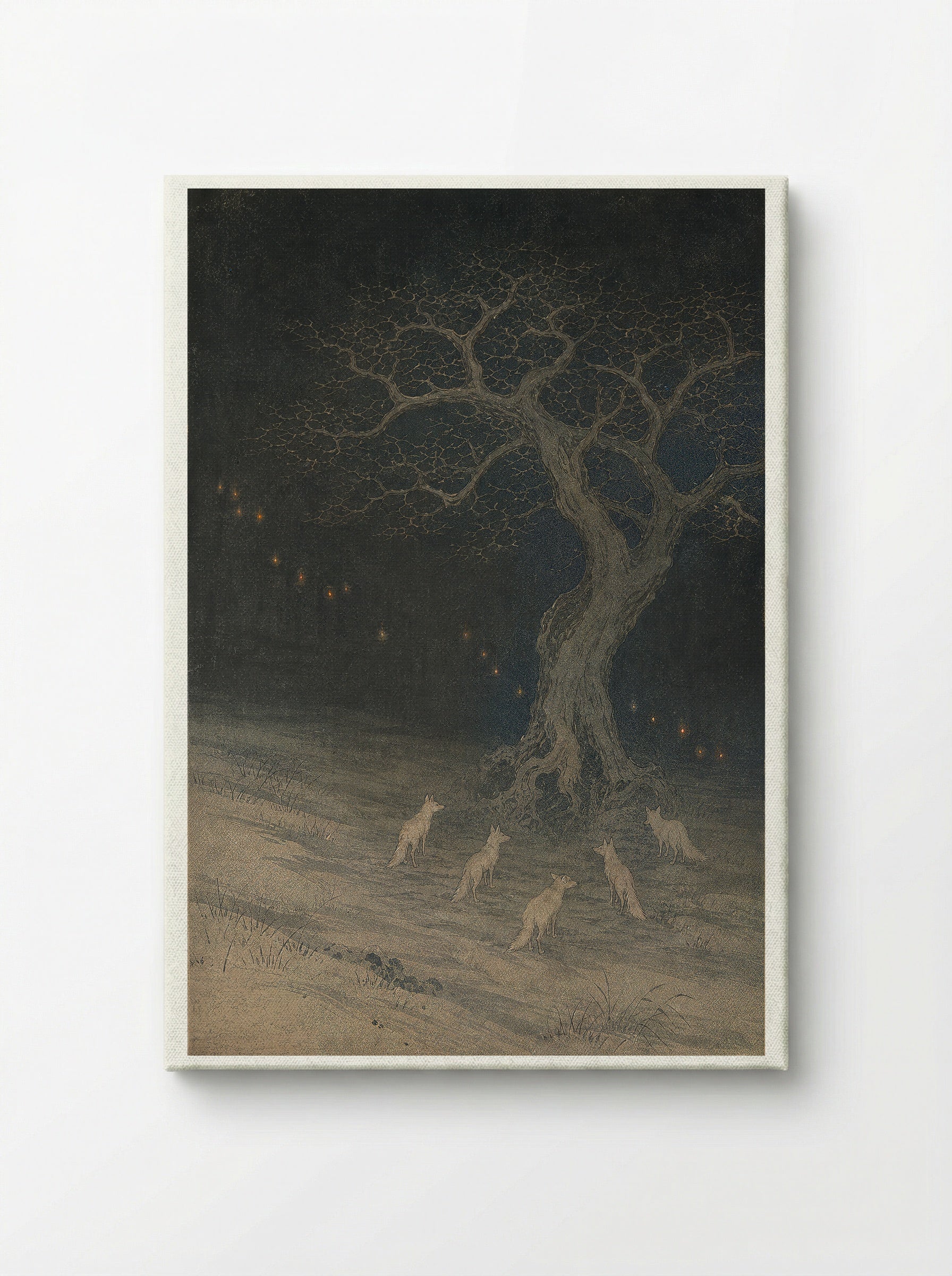 Kitsune and Foxfire at Oji: Beneath the Changing Tree - Canvas
