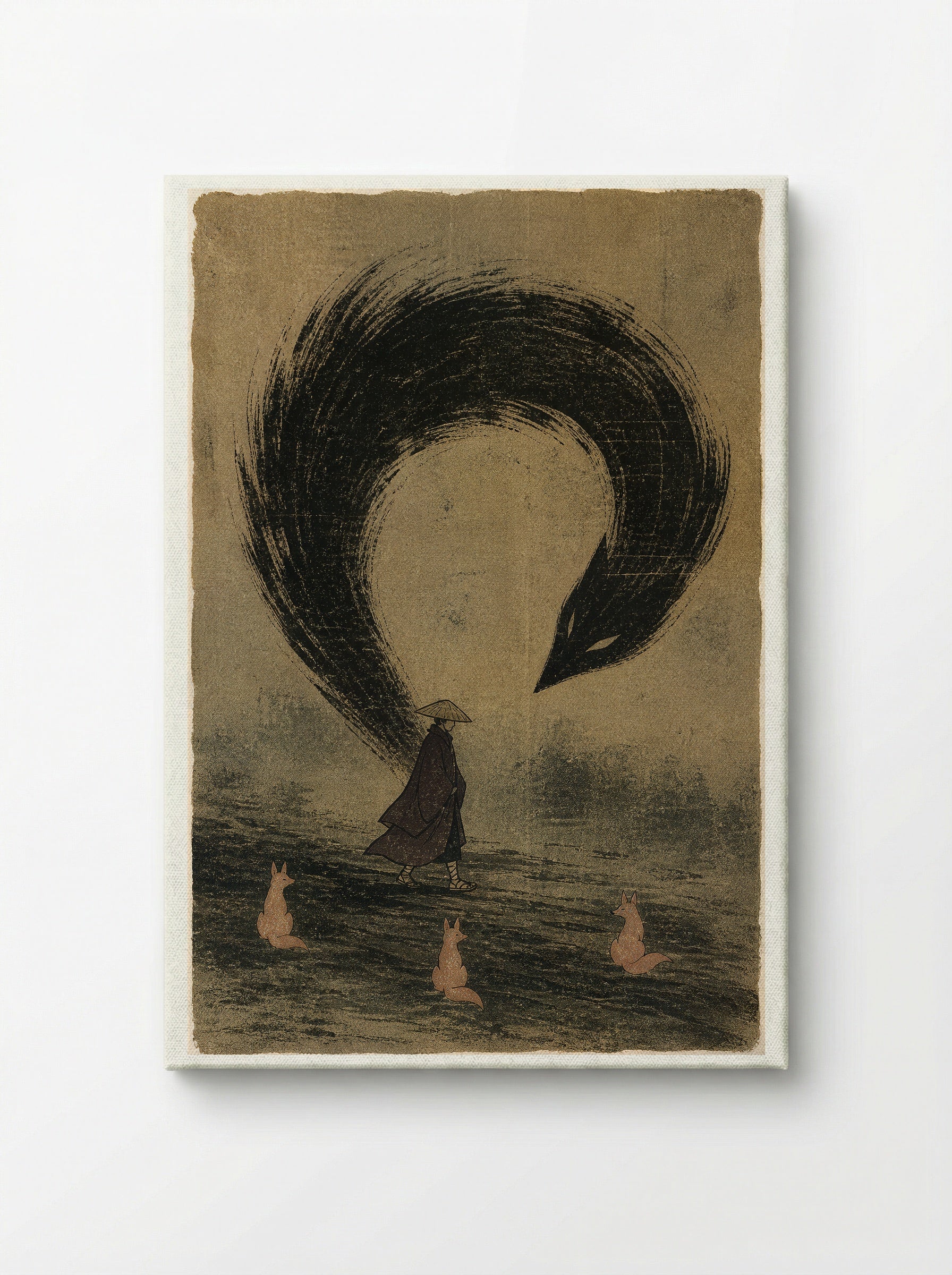 Kitsune and Foxfire at Oji: The Human Shadow Breaks - Canvas