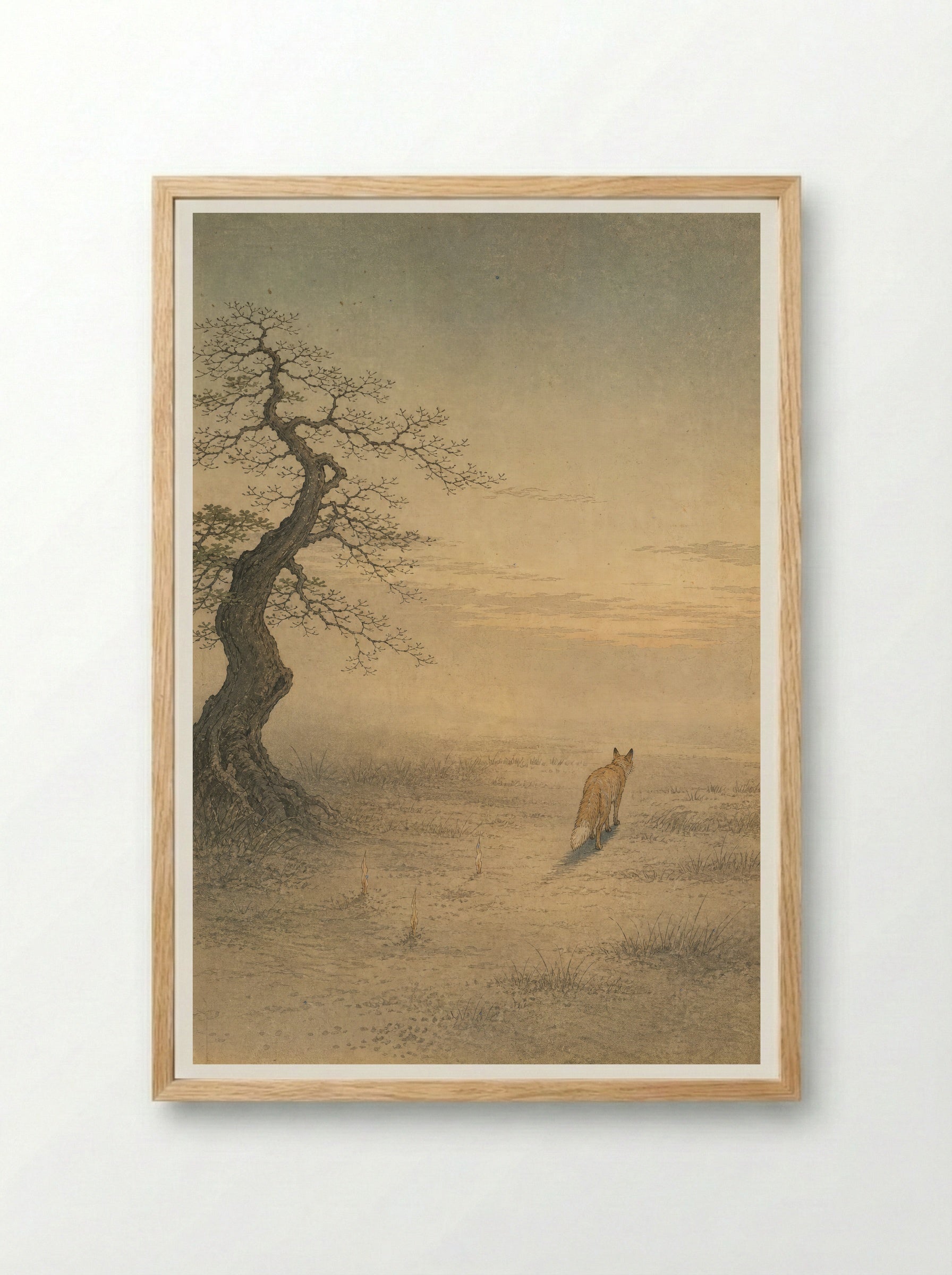 Kitsune and Foxfire at Oji: The Last Foxfire - Framed Print Wood