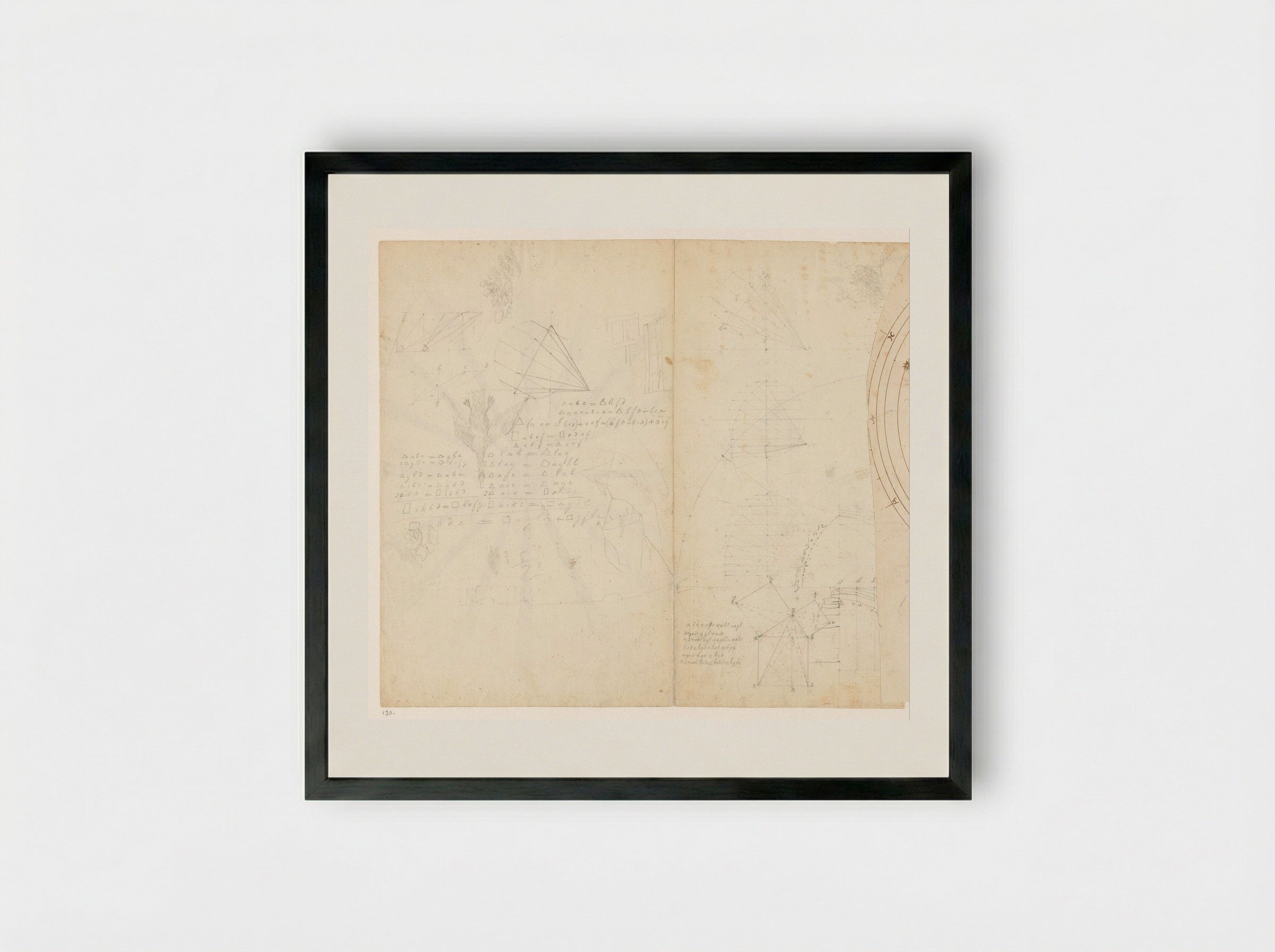 Kladpapier met wiskunde en schetsjes - Jan Brandes - Framed Print Black