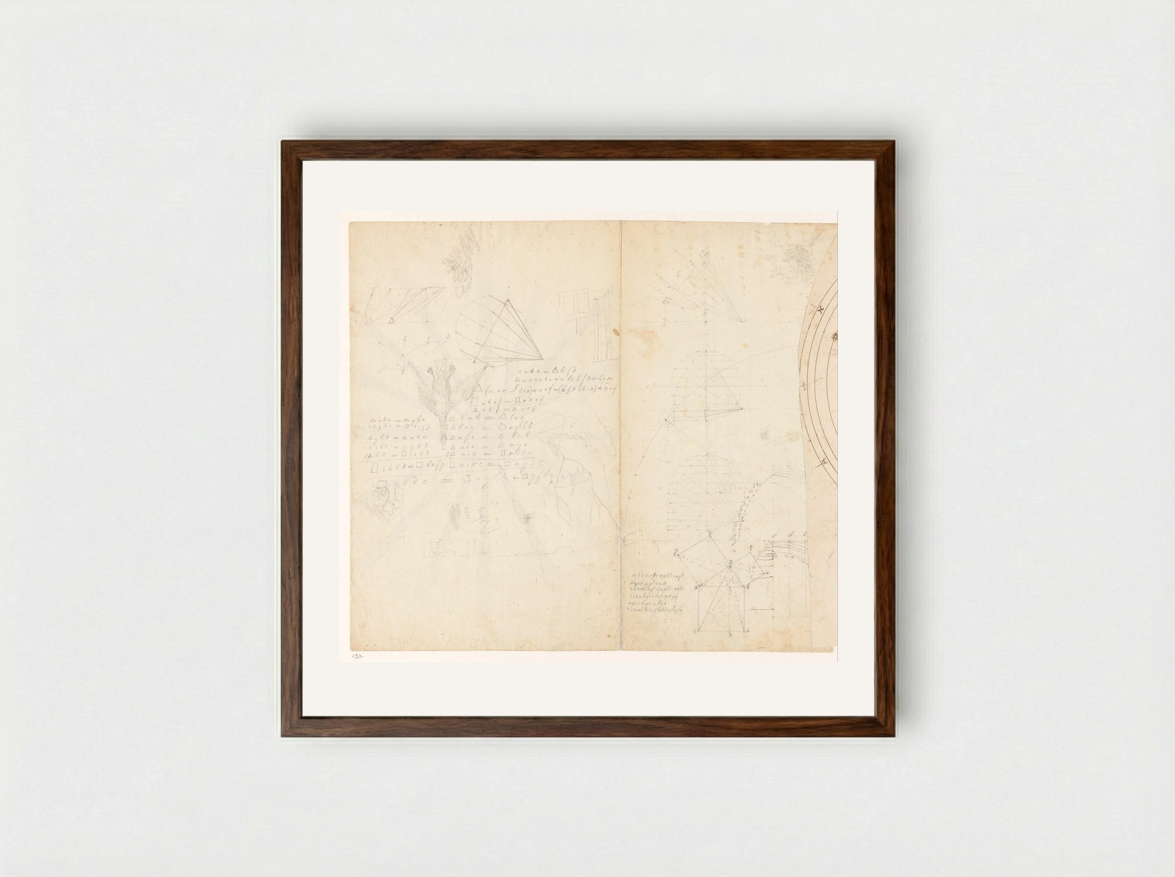 Kladpapier met wiskunde en schetsjes - Jan Brandes - Framed Print Dark Wood