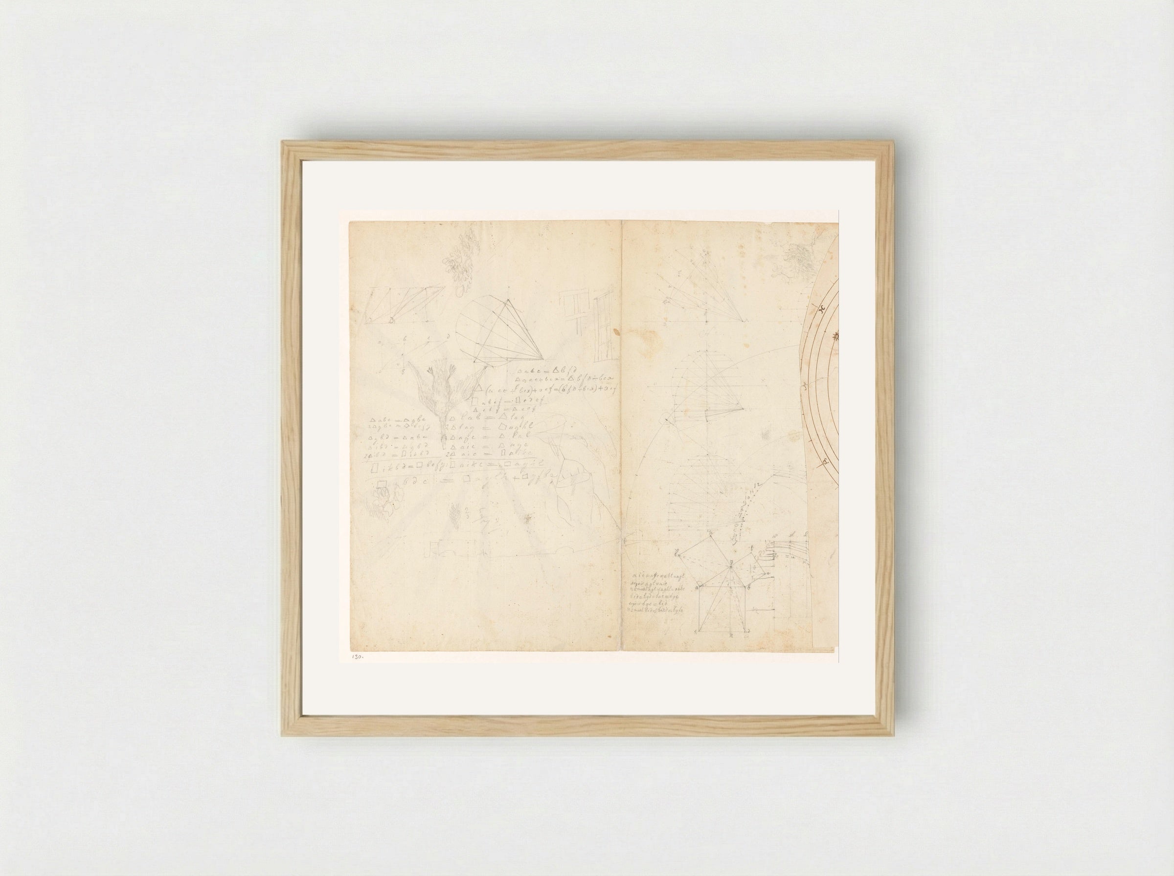 Kladpapier met wiskunde en schetsjes - Jan Brandes - Framed Print Wood
