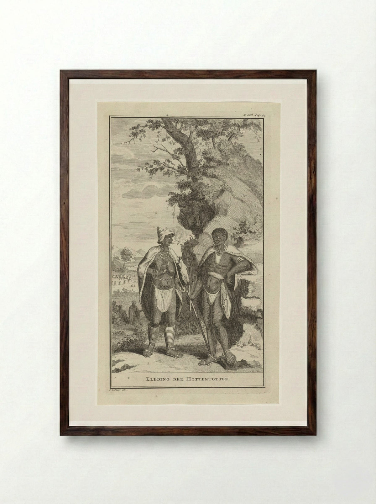 Kleding der Hottentotten - Jan Caspar Philips - Framed Print Dark Wood