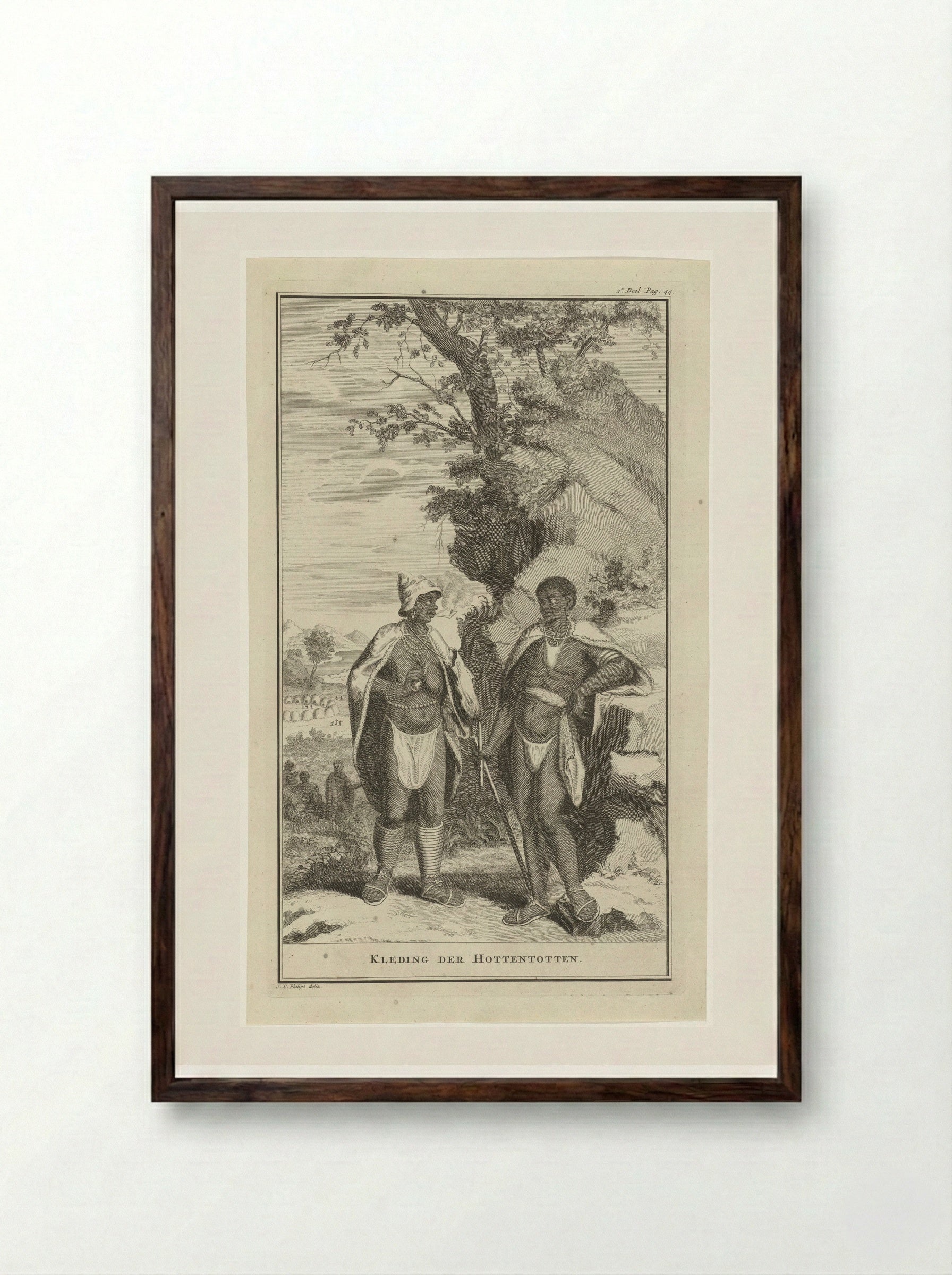 Kleding der Hottentotten - Jan Caspar Philips - Framed Print Dark Wood