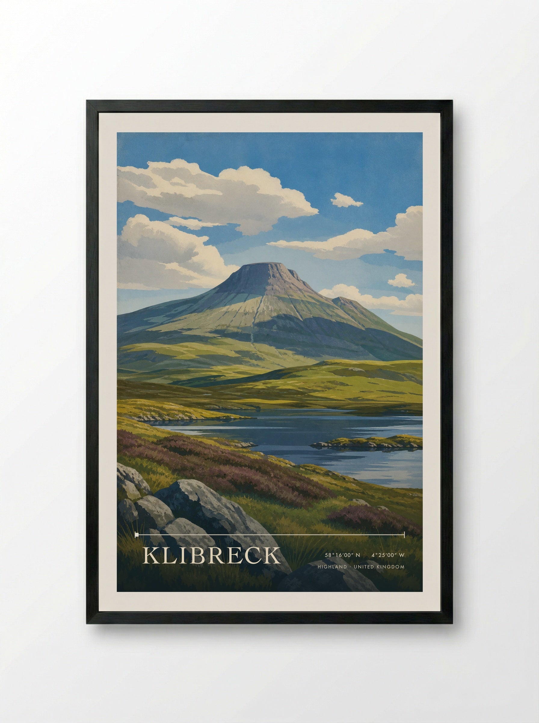 Klibreck Highland United Kingdom Travel Poster - Framed Print Black