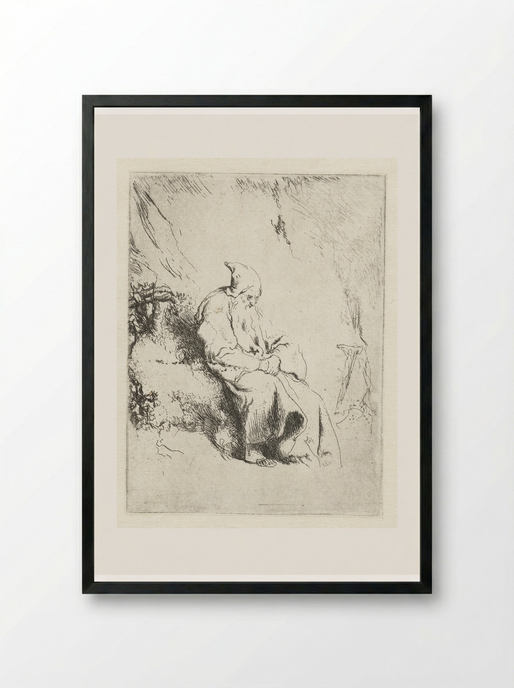 Kluizenaar met crucifix - Jan Lievens - Framed Print Black