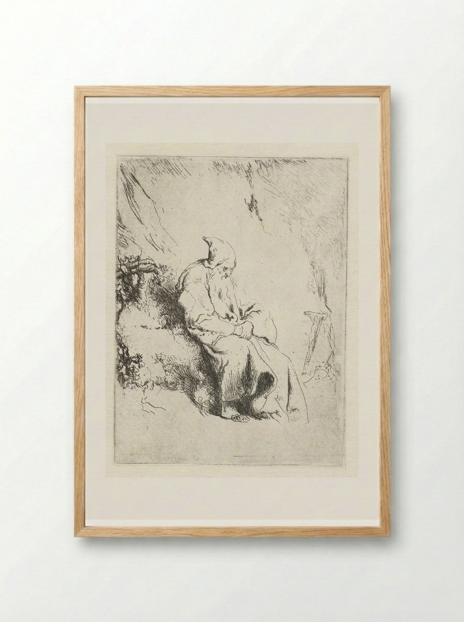 Kluizenaar met crucifix - Jan Lievens - Framed Print Wood
