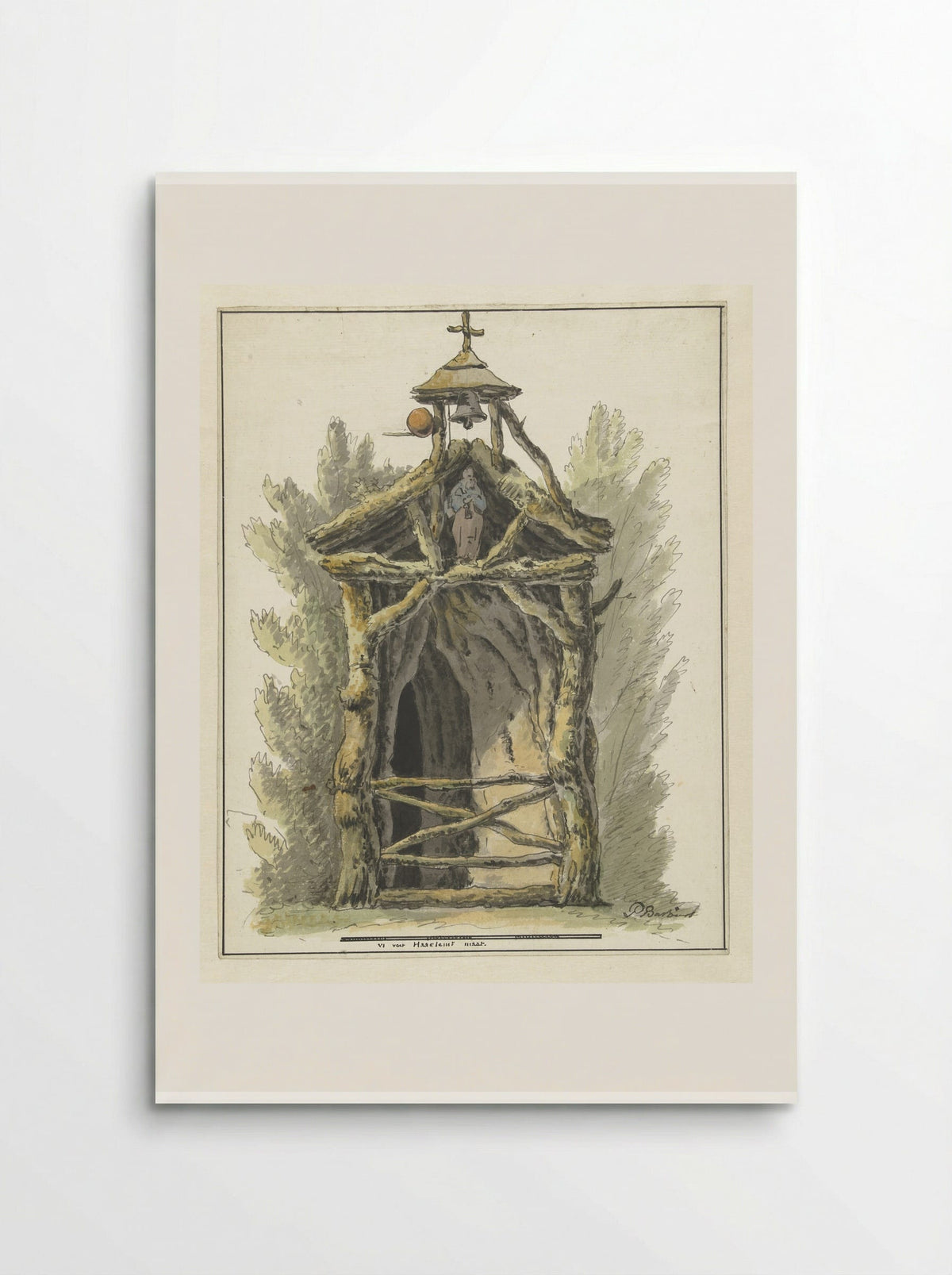 Kluizenaarshut met heiligenbeeld - Pieter Bartholomeusz. Barbiers - Poster