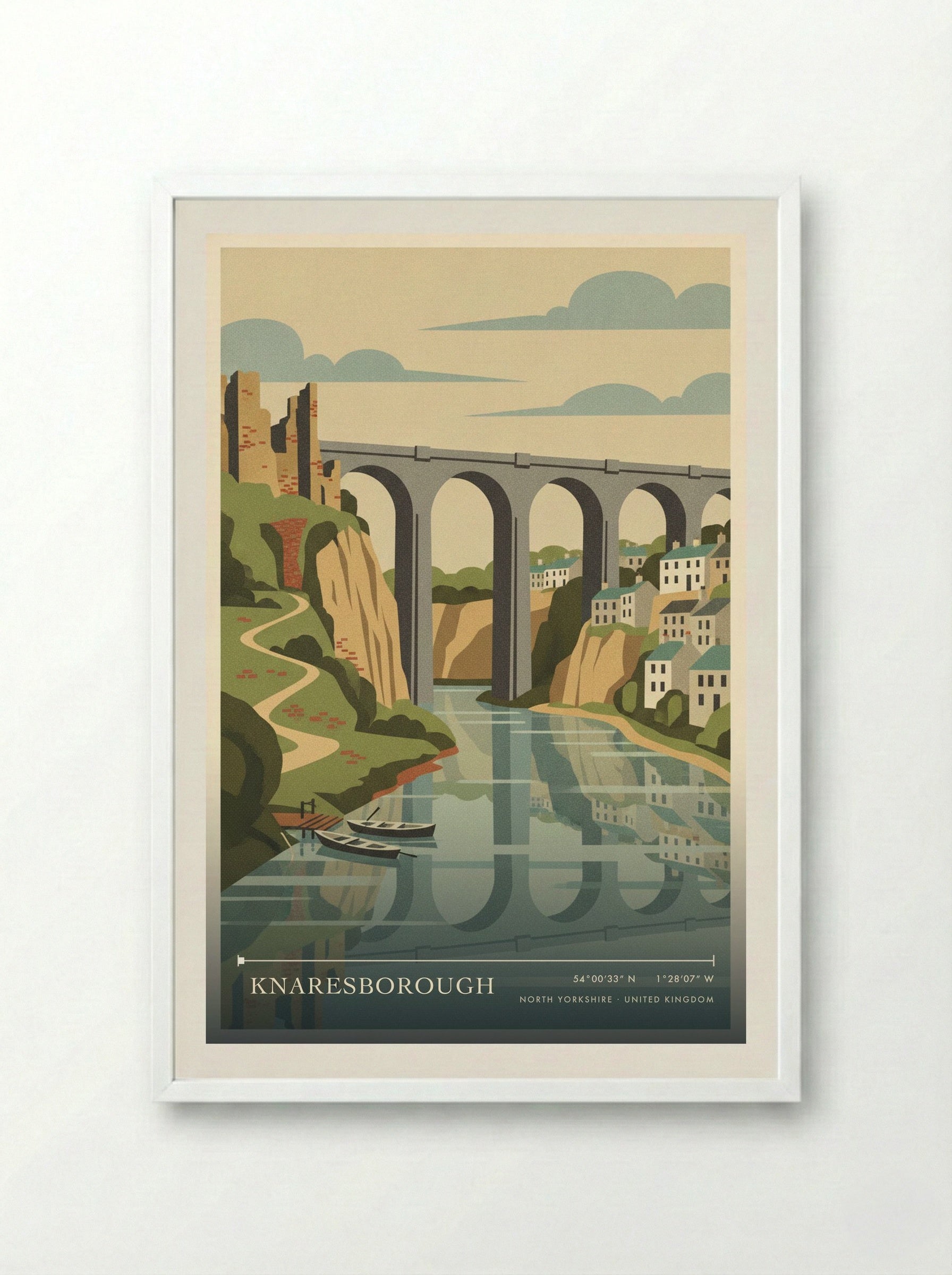 Knaresborough North Yorkshire United Kingdom Travel Poster - Framed Print White