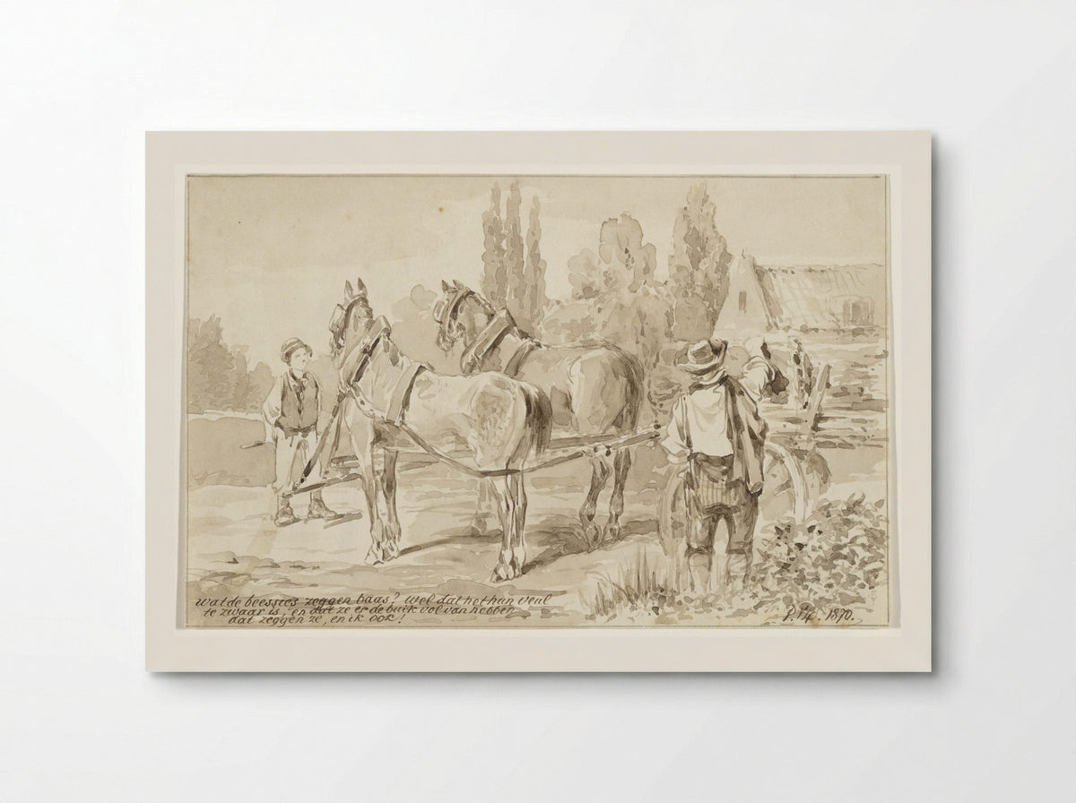Knecht bij paard en wagen - Pieter van Loon - Poster