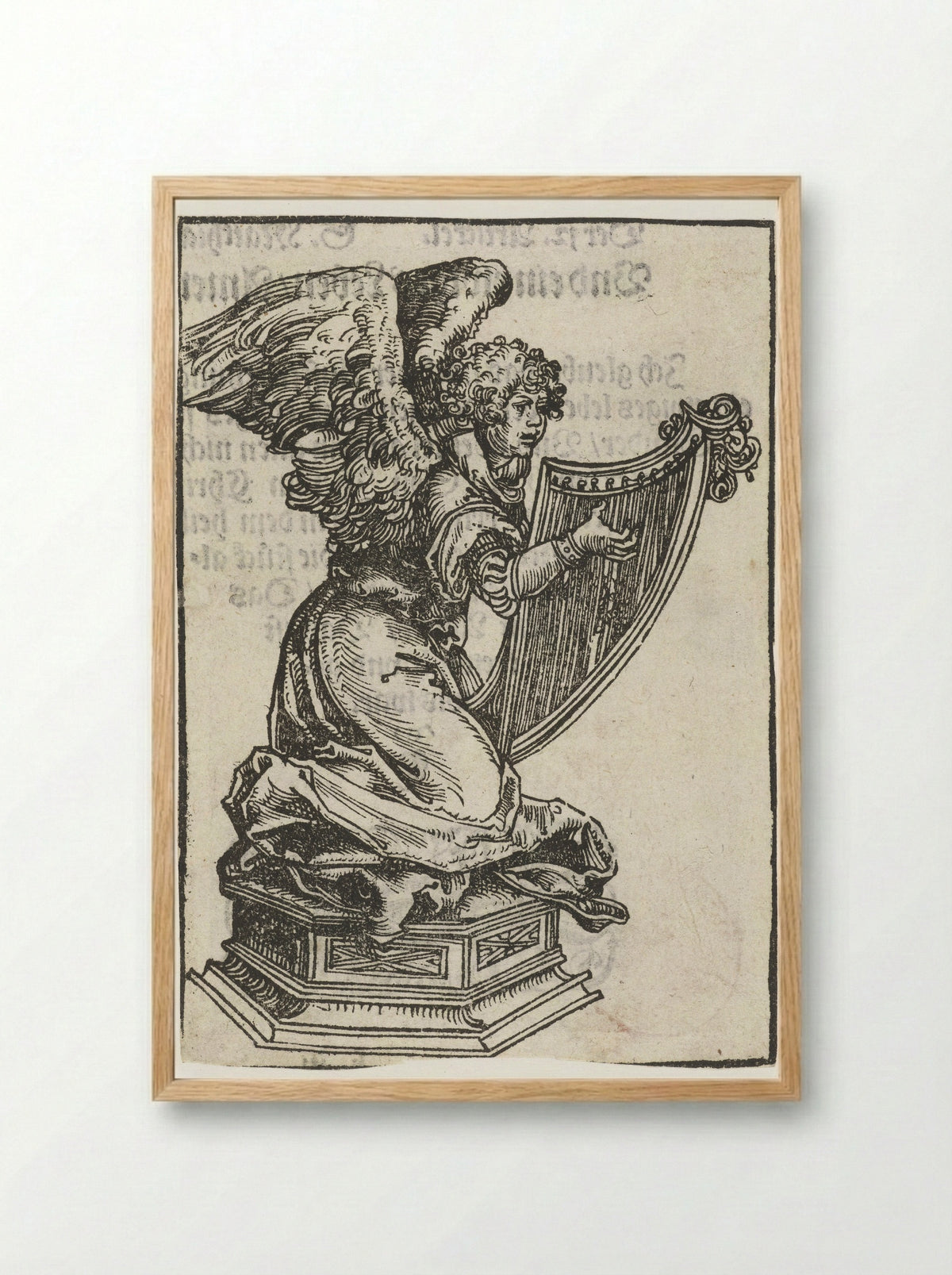 Kneeling Angel with a Harp - Lucas Cranach the Elder - Framed Print Wood