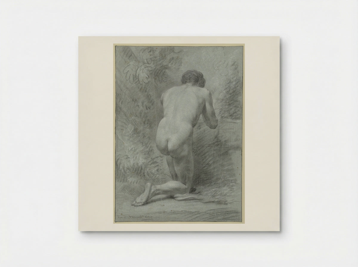 Kneeling Male Nude, Seen from the Back - Jean Grandjean - Poster