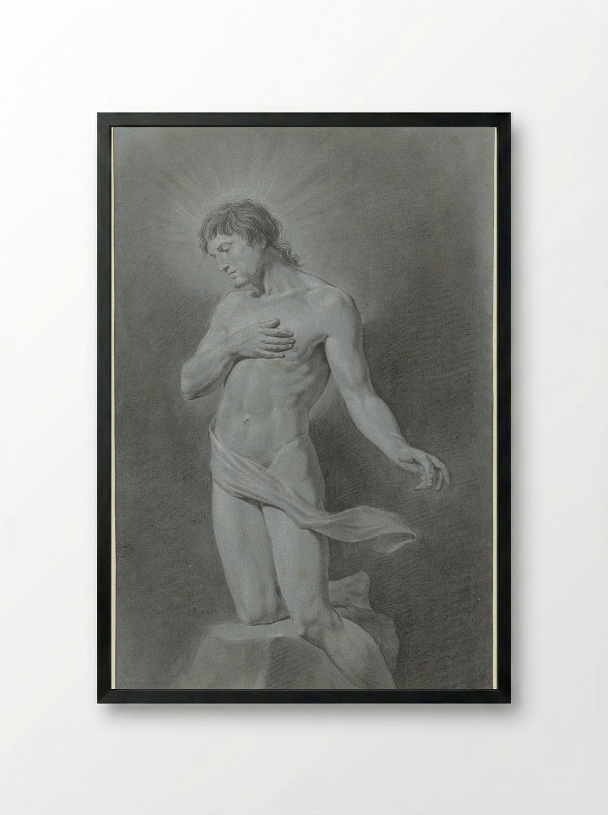 Knielend mannelijk naakt, als Christus - Floris Croese - Framed Print Black