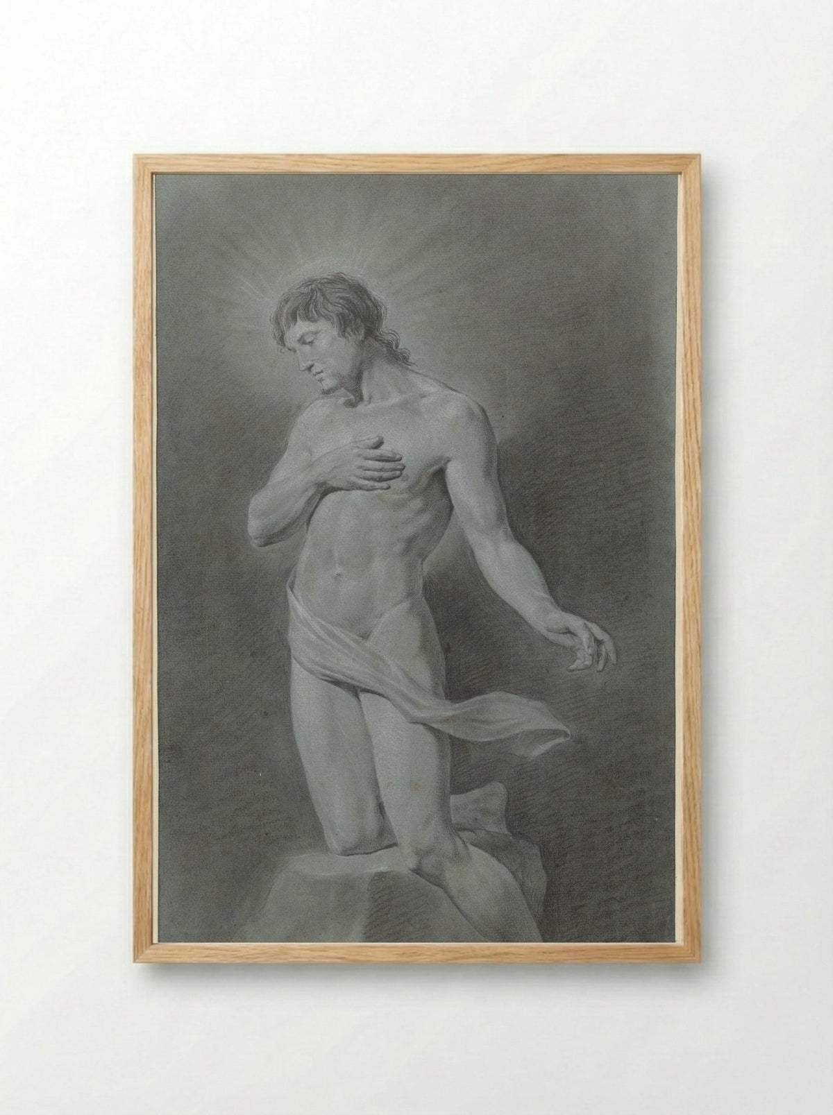 Knielend mannelijk naakt, als Christus - Floris Croese - Framed Print Wood