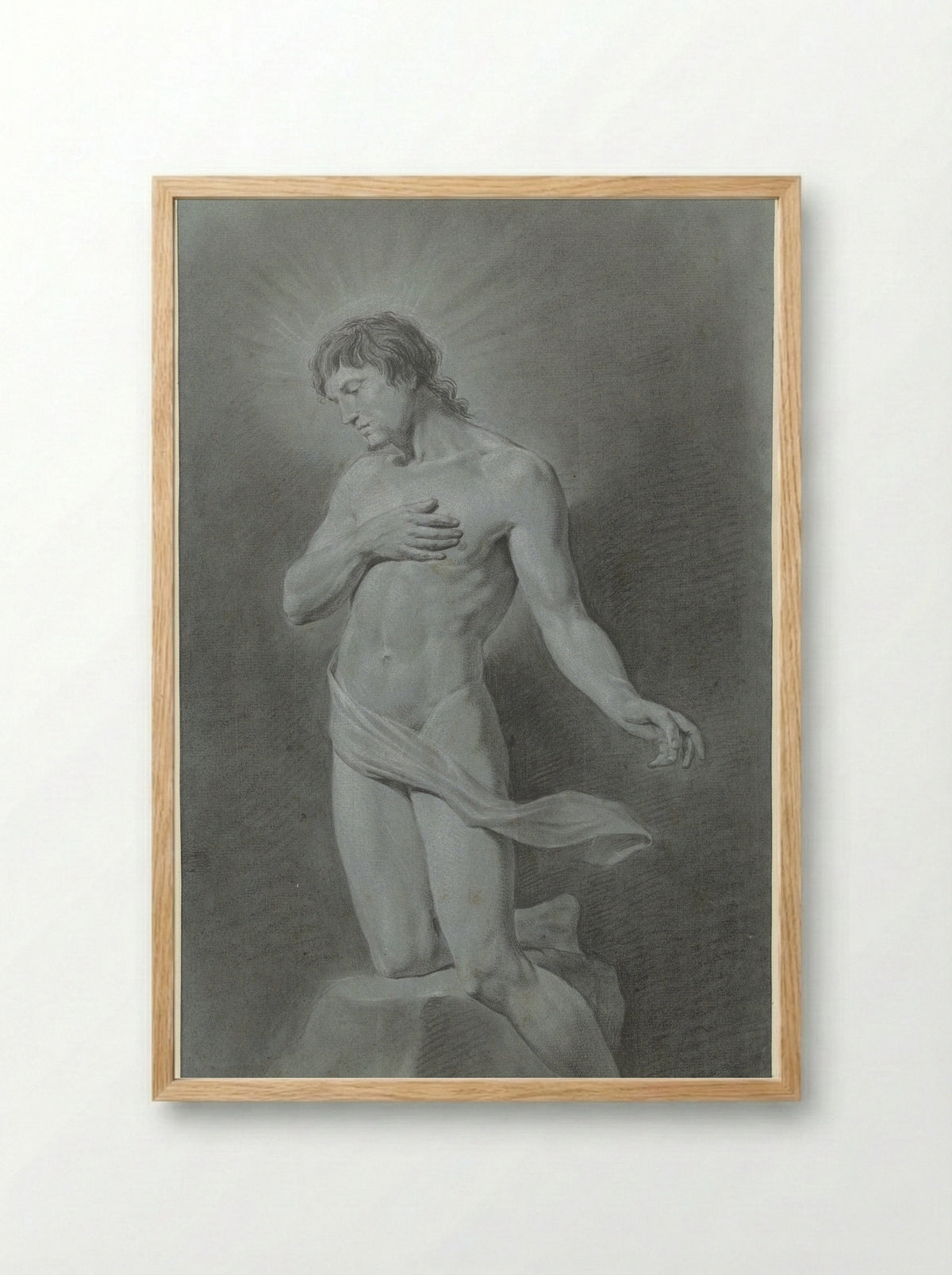 Knielend mannelijk naakt, als Christus - Floris Croese - Framed Print Wood