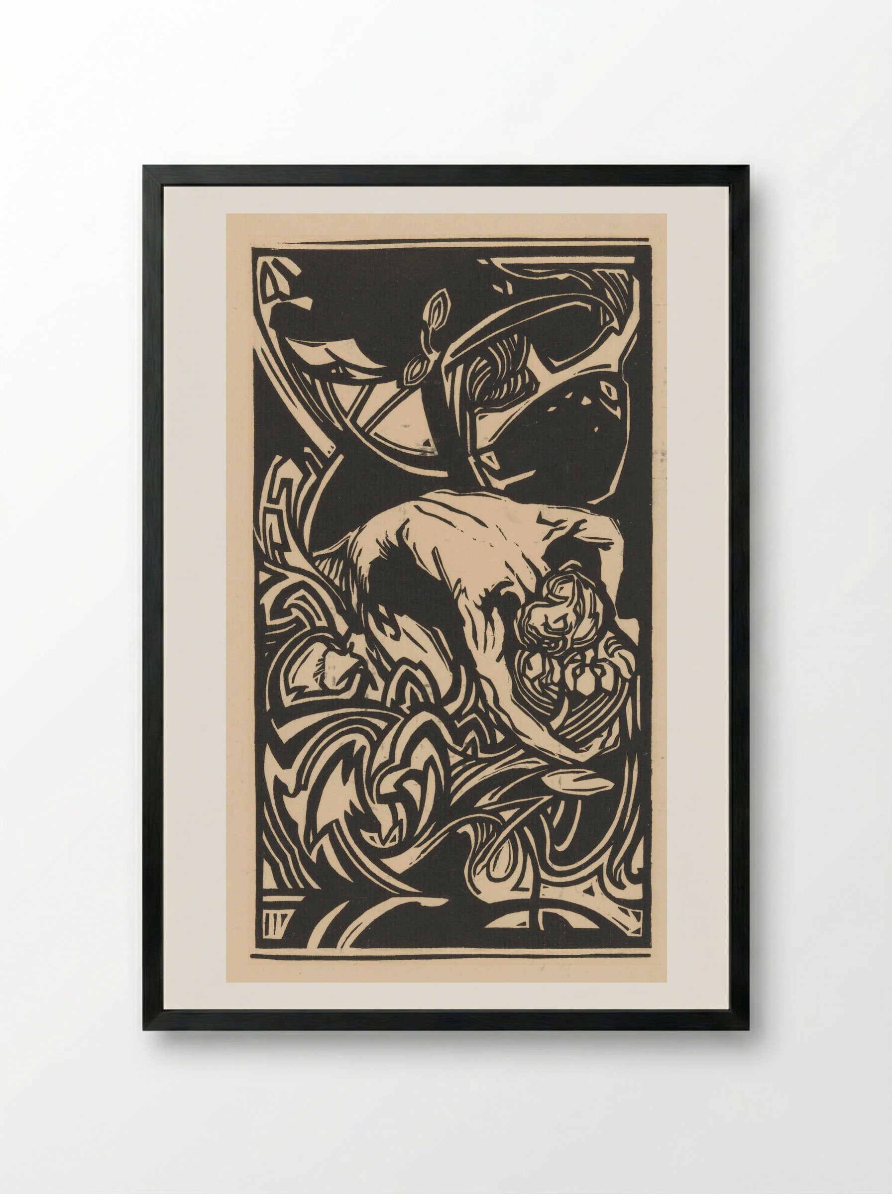 Knielende figuur tussen planten - Johannes Josephus Aarts - Framed Print Black