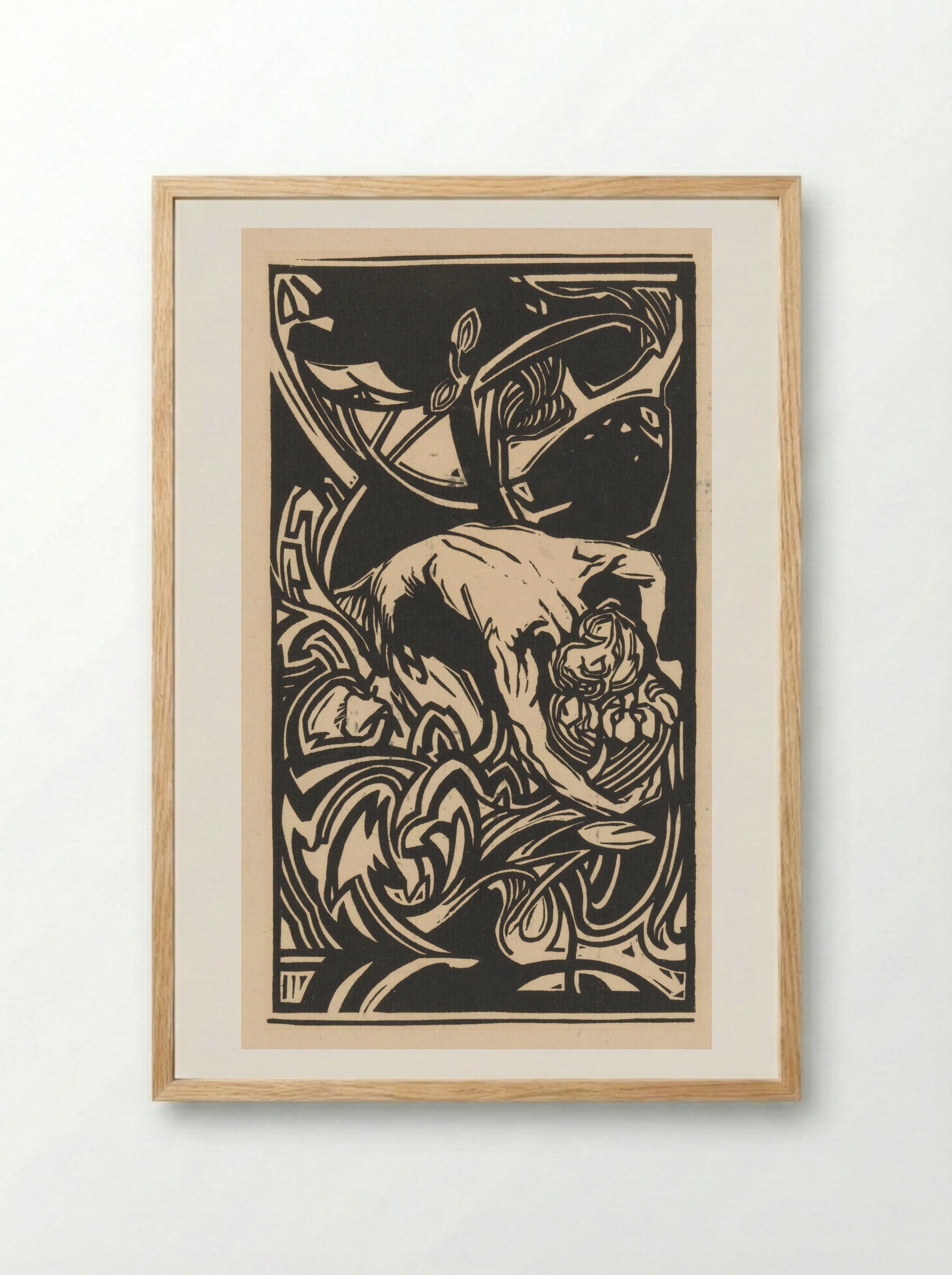 Knielende figuur tussen planten - Johannes Josephus Aarts - Framed Print Wood