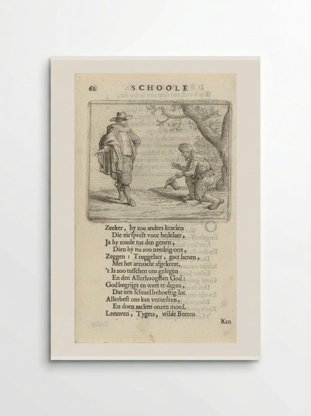 Knielende man voor een rijk geklede figuur - Arnold Houbraken - Poster