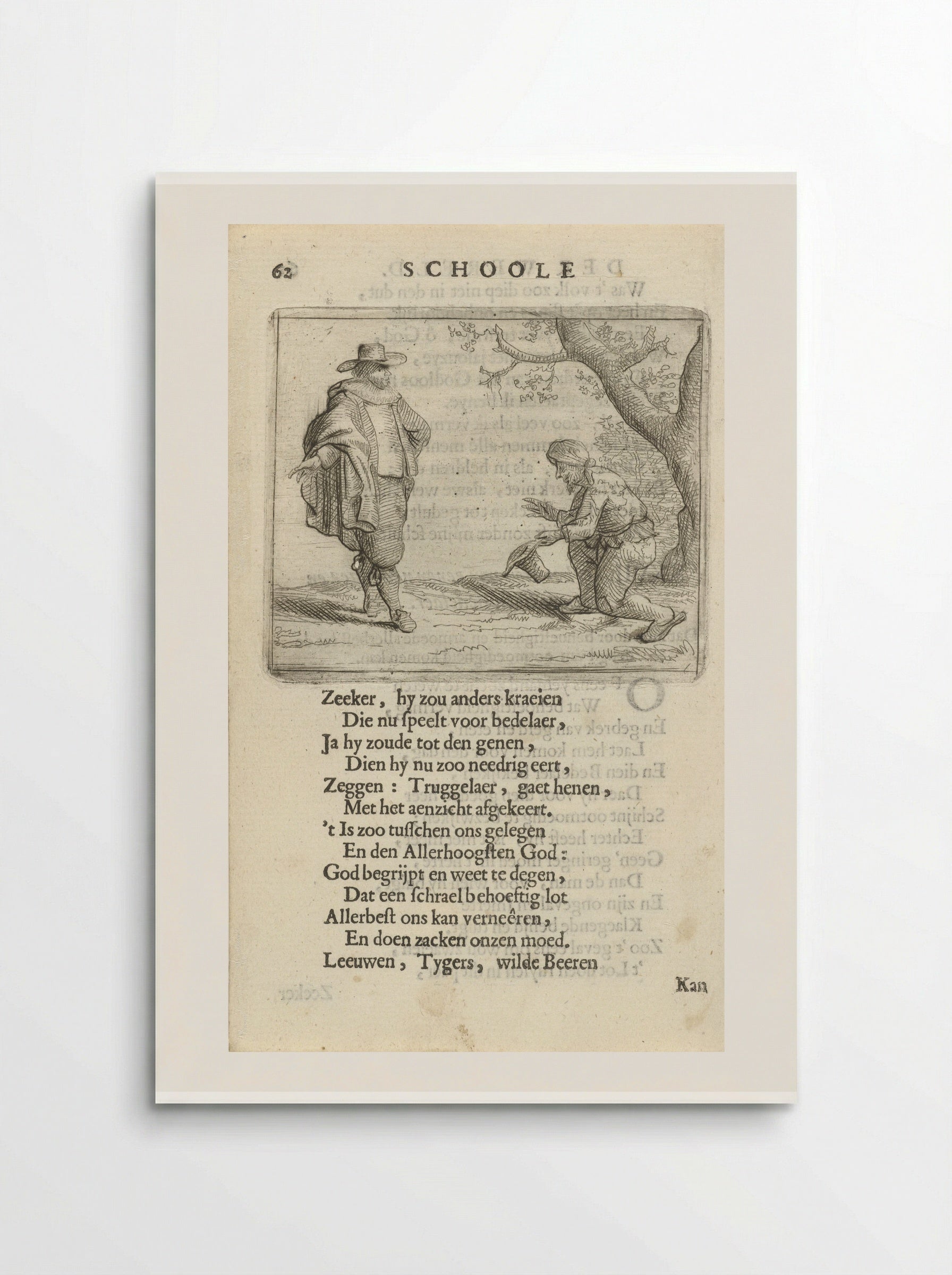 Knielende man voor een rijk geklede figuur - Arnold Houbraken - Poster